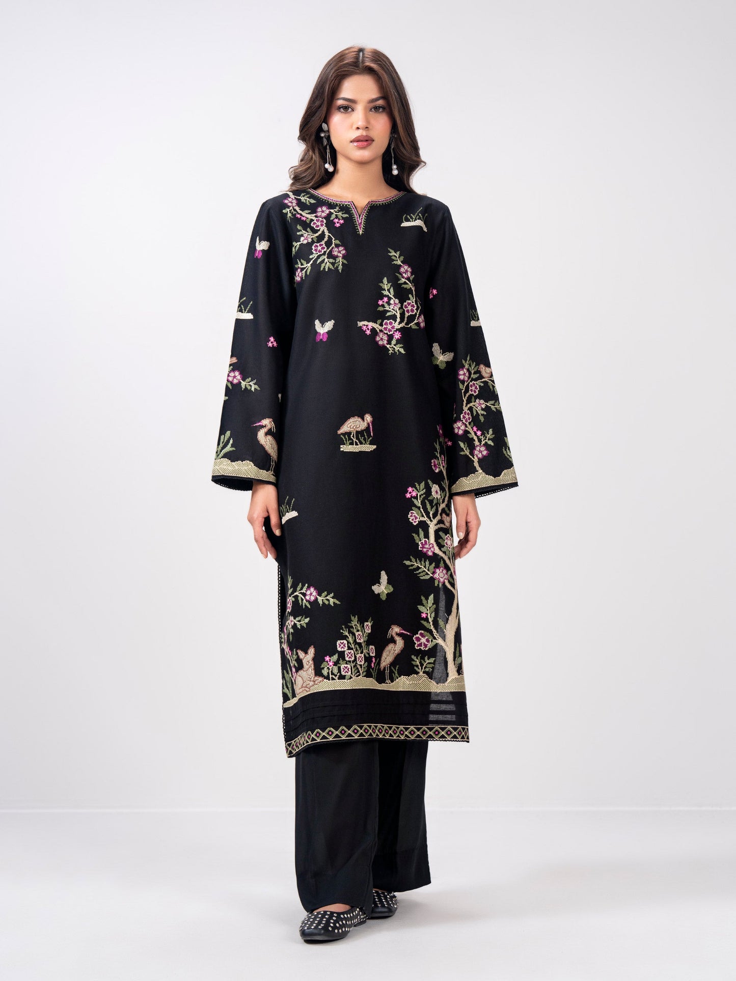 Khaddar Shirt- Embroidered Pret