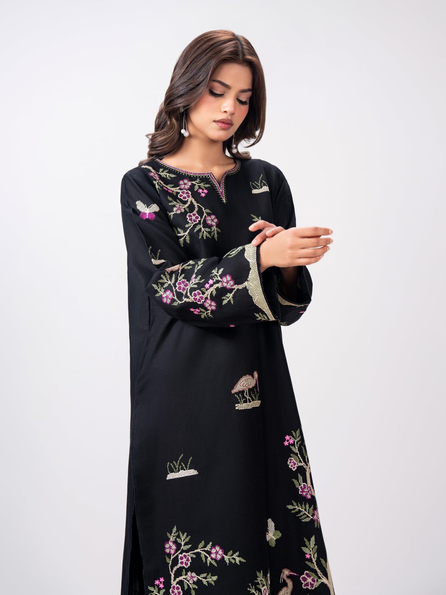 Khaddar Shirt- Embroidered Pret