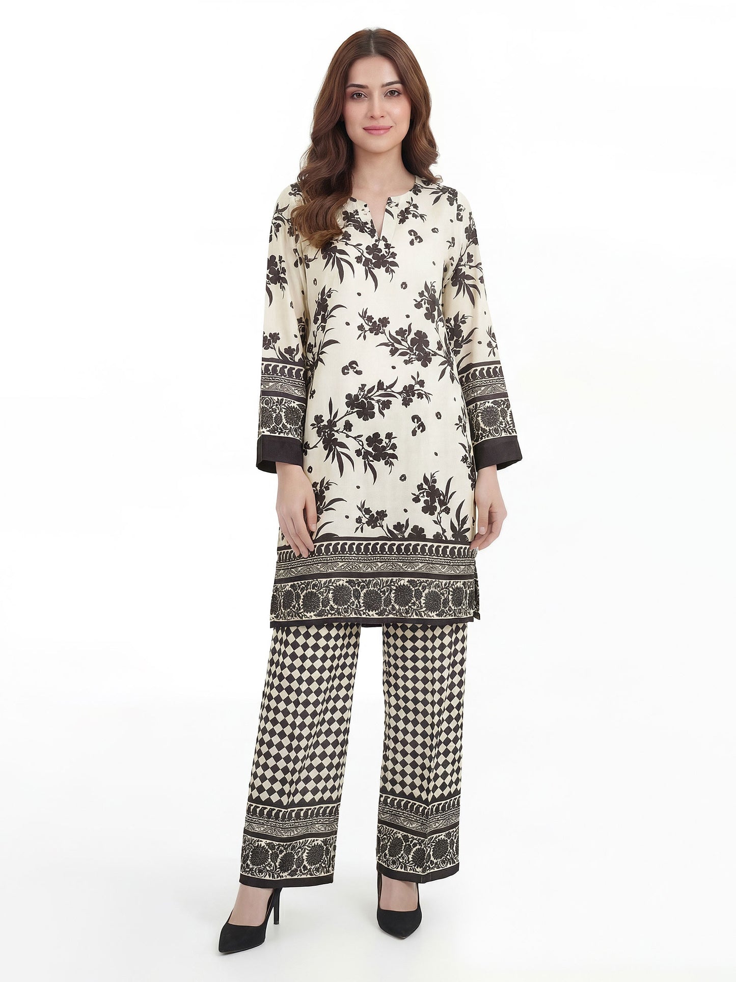 2 Piece Silk Suit- Embellished (Pret)