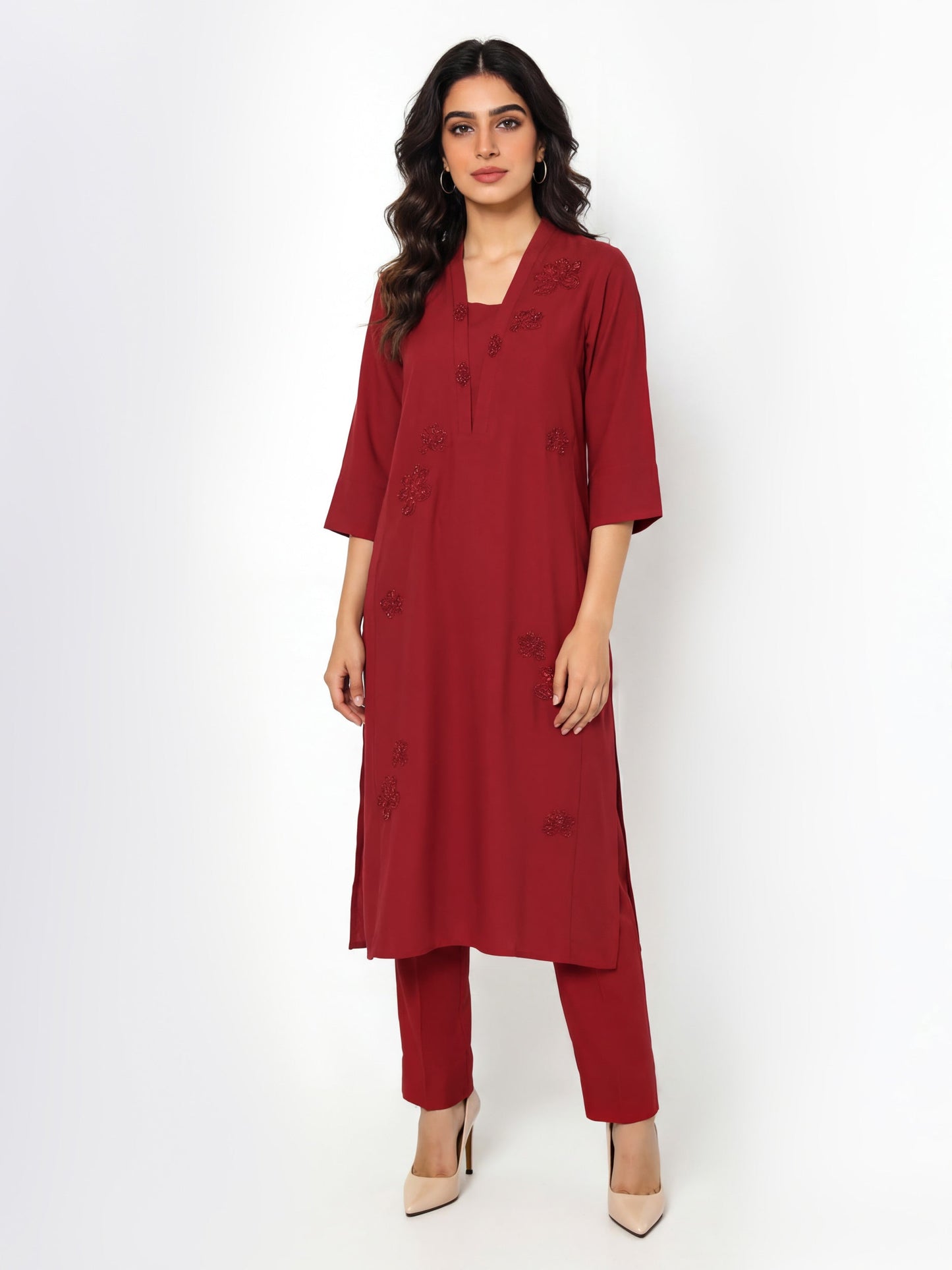 2 Piece Silk Suit- Embroidered (Pret)