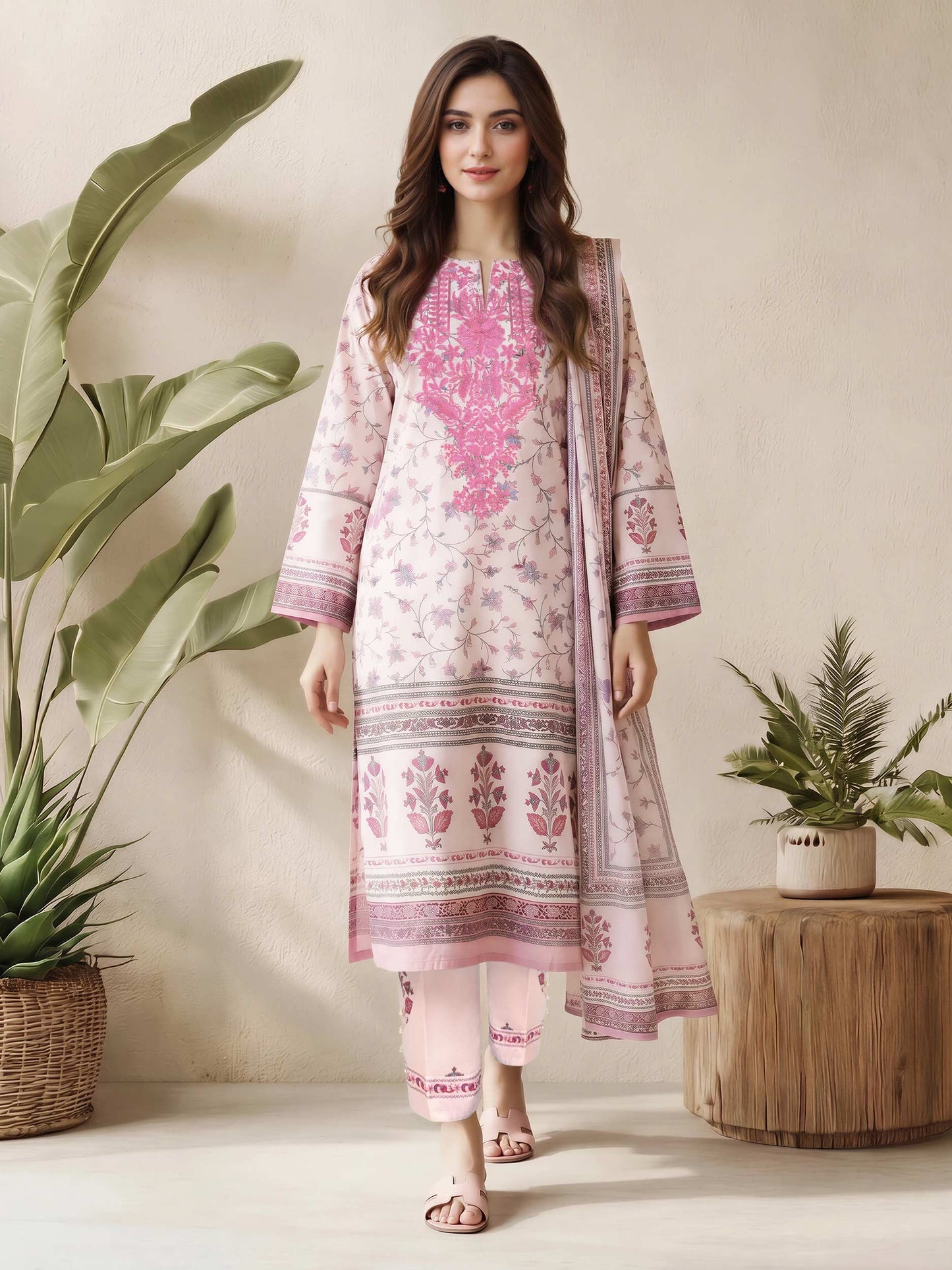 3 Piece Lawn Suit- Embroidered (Pret)