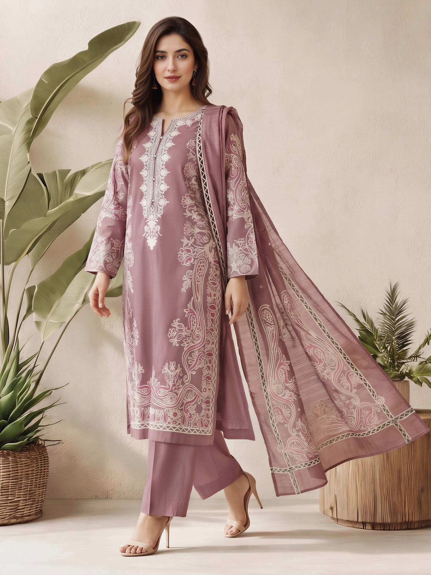 3 Piece Lawn Suit- Embroidered (Pret)