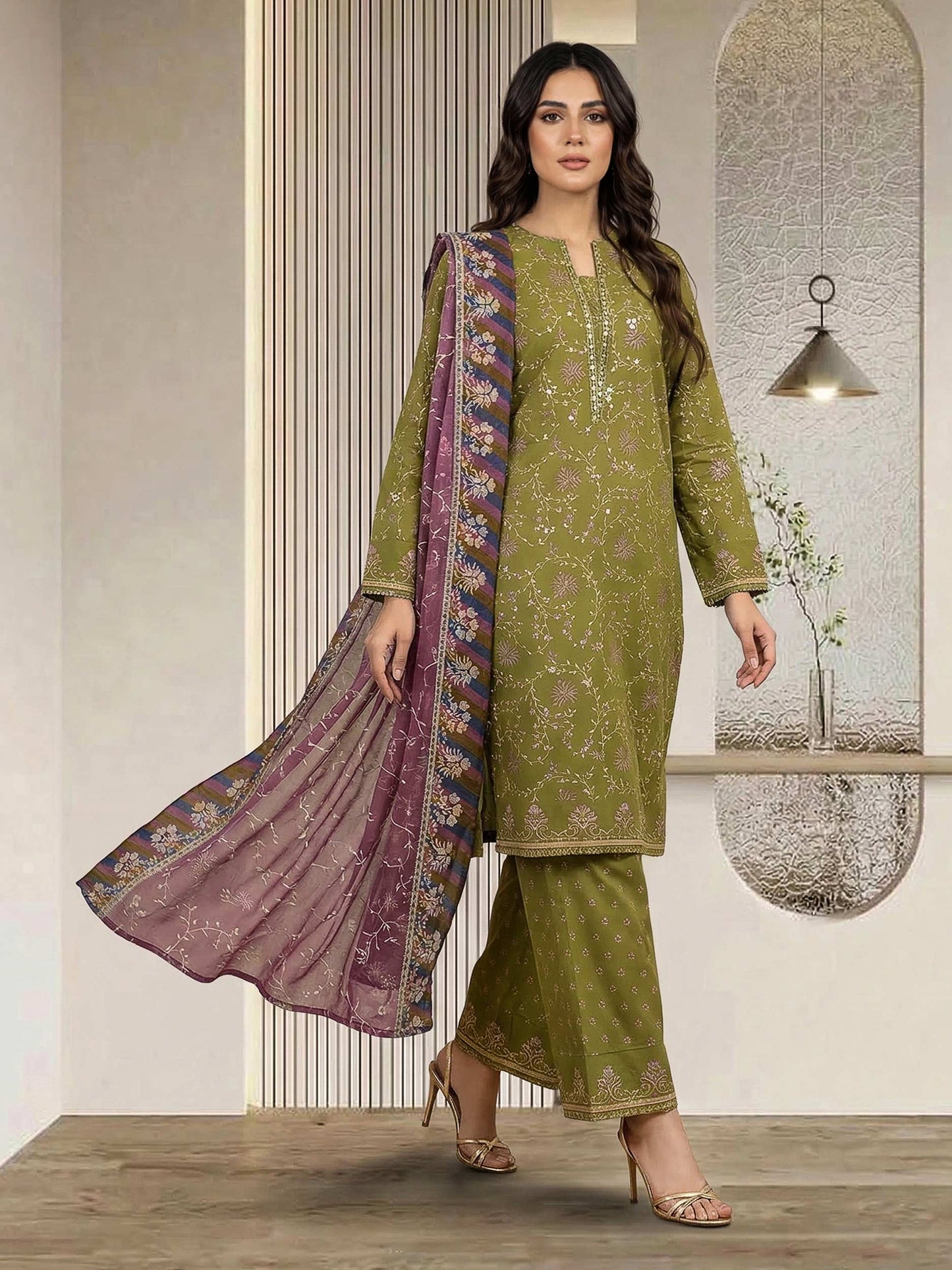 3 Piece Lawn Suit- Embroidered (Pret)