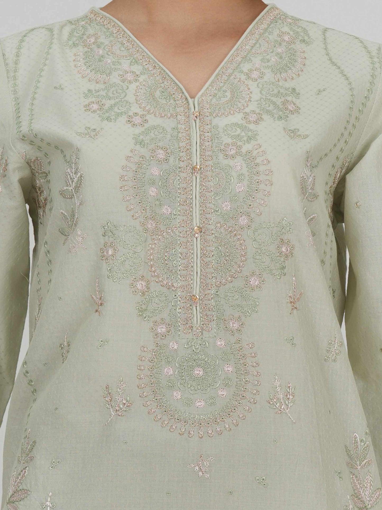 3 Piece Dobby Suit- Embroidered (Pret)