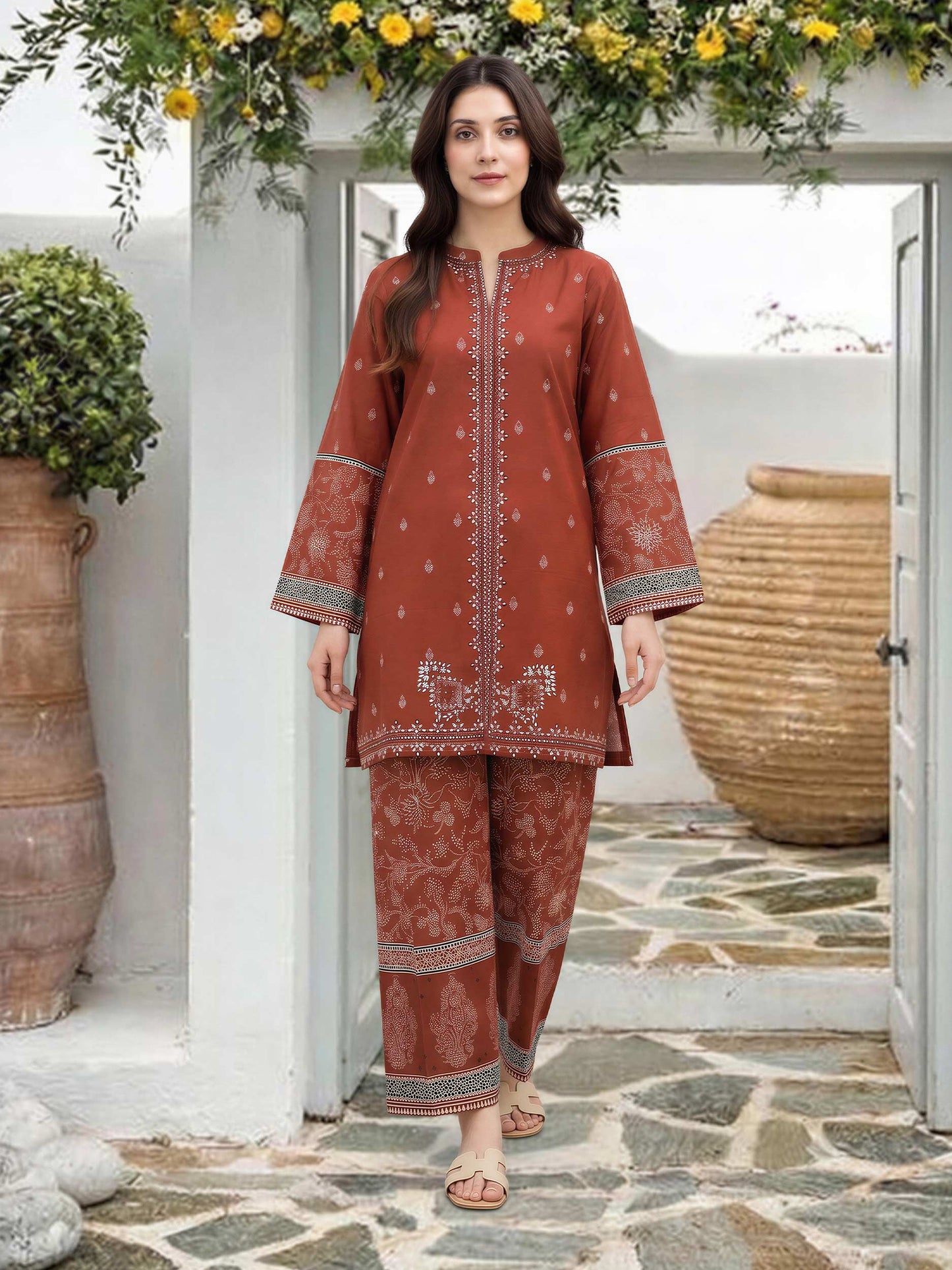 Lawn Co-ord set- Embroidered