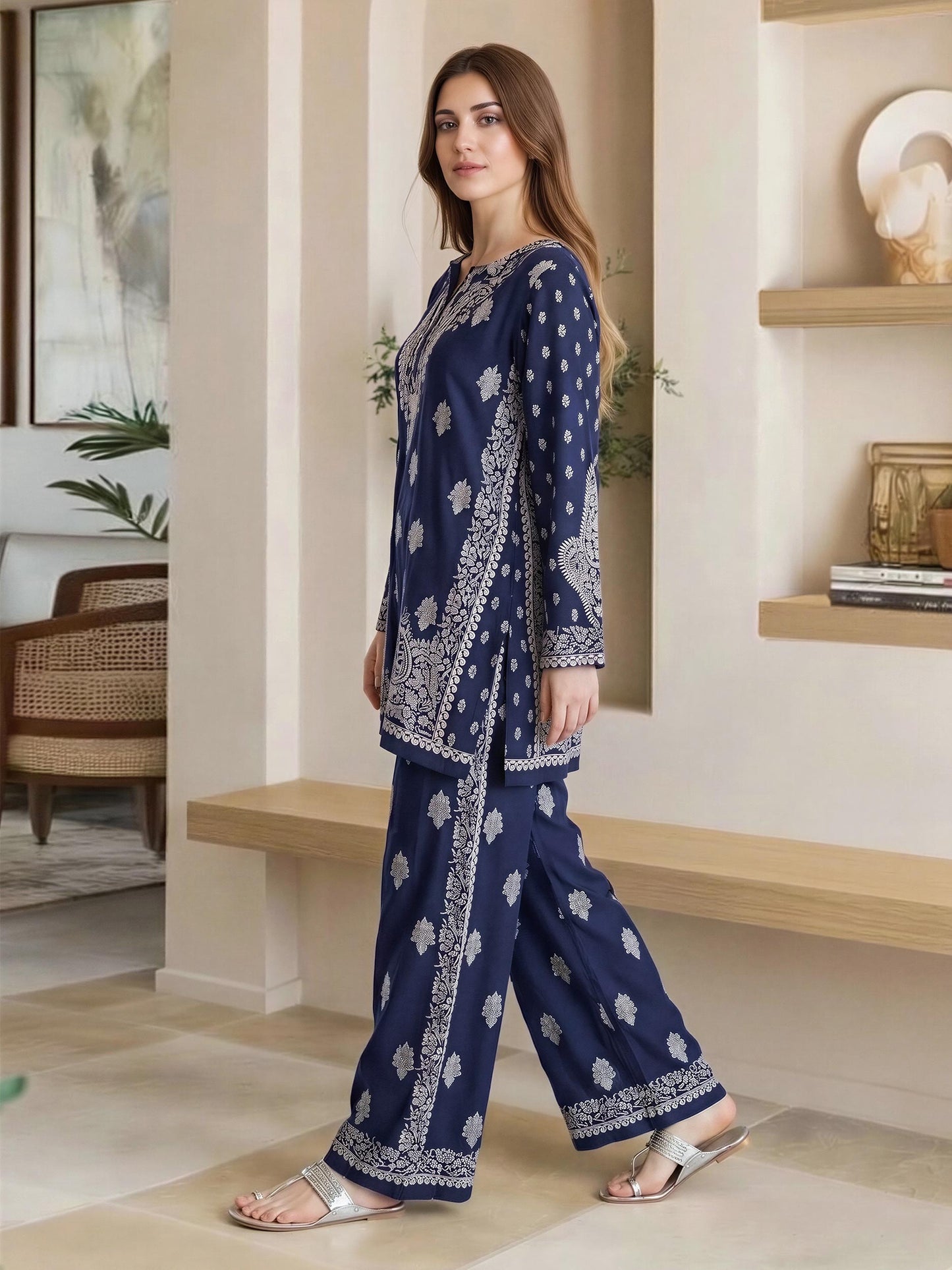 Viscose Co-ord Set- Embroidered