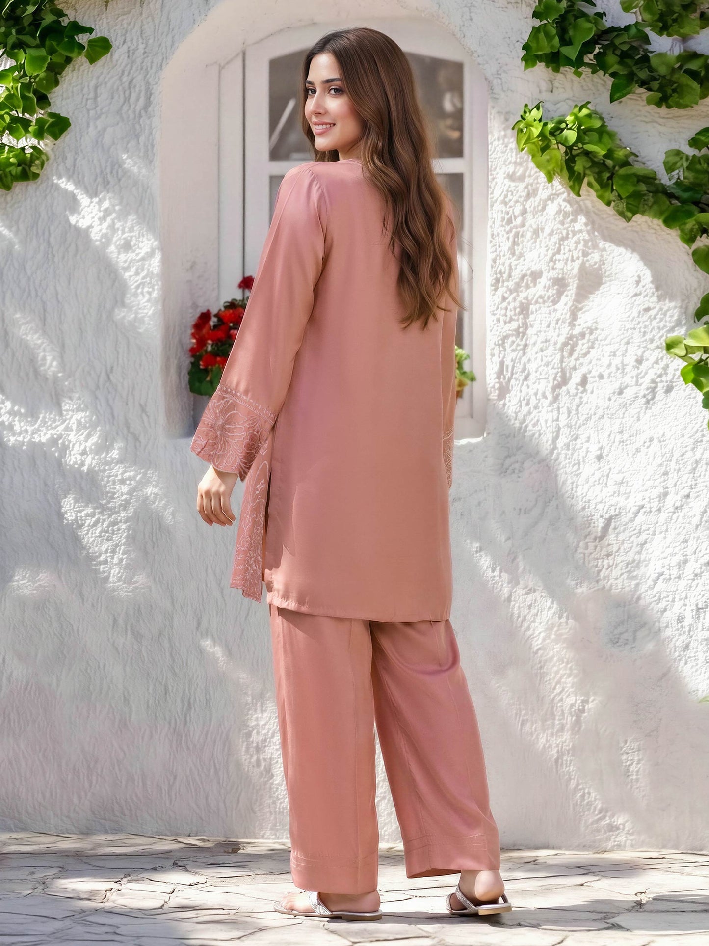 Silk Co-ord Set- Embroidered