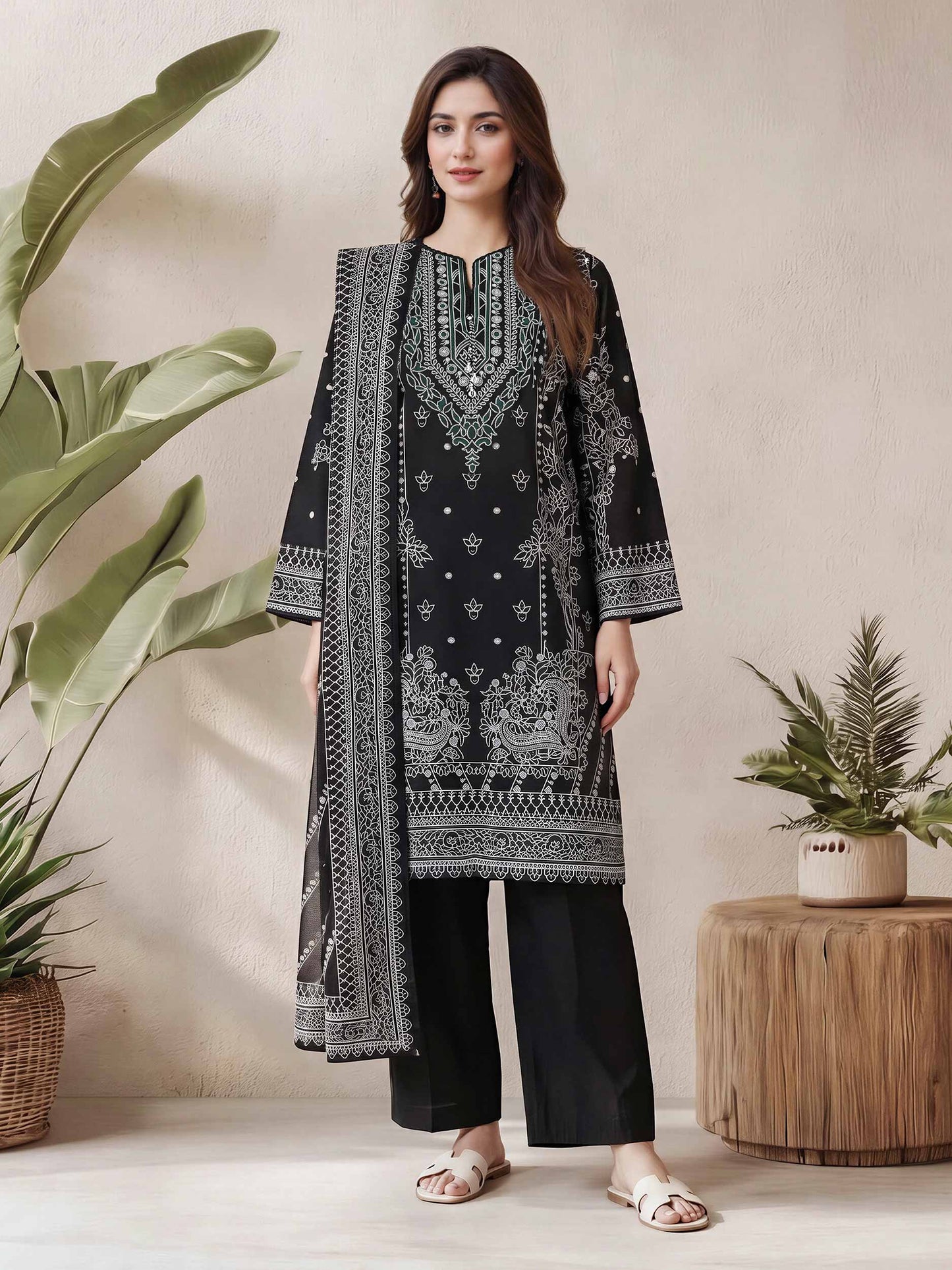 2 Piece Lawn Slub Suit (Pret)