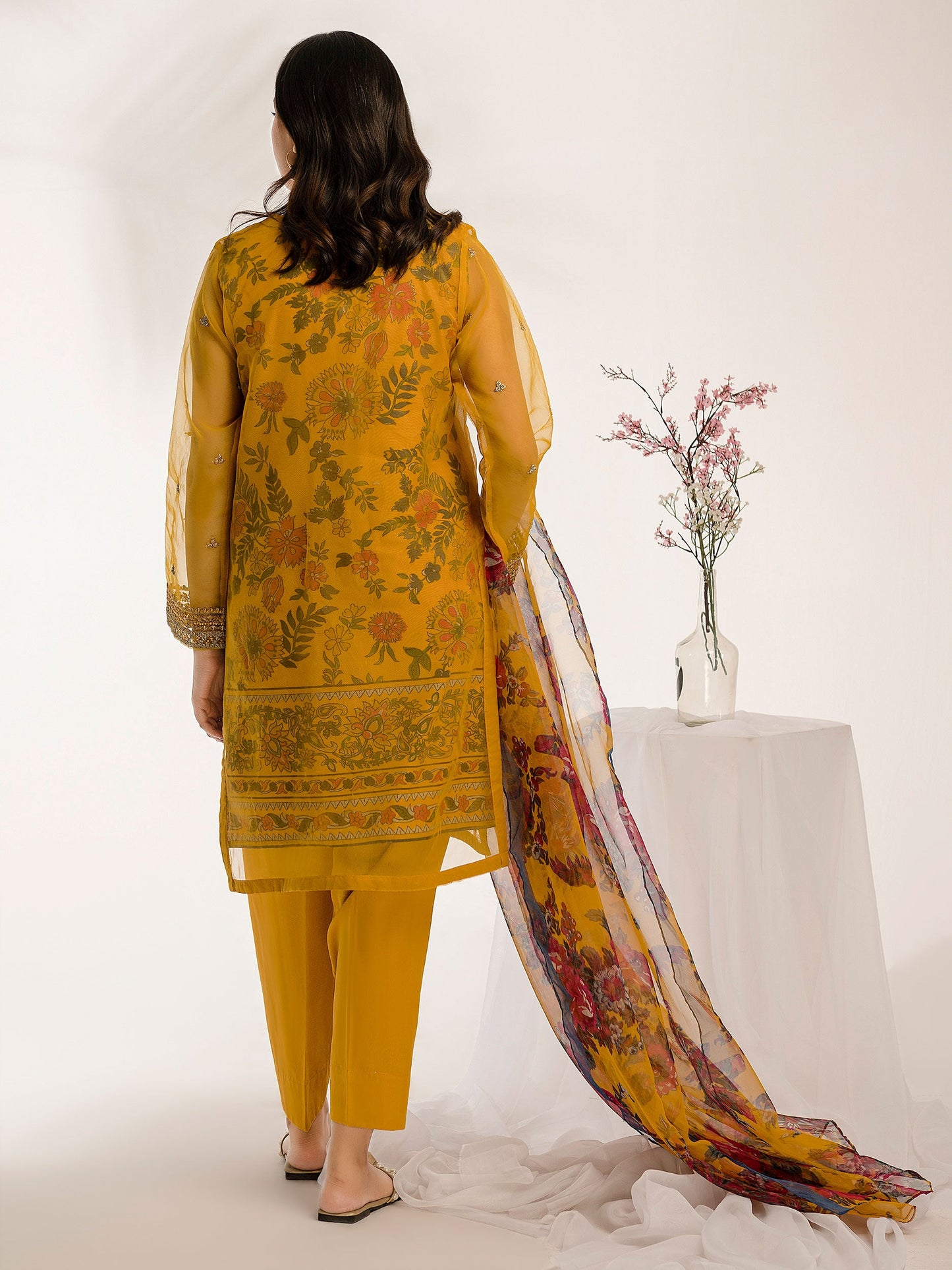 3 Piece Organza Suit-Embroidered (Pret)