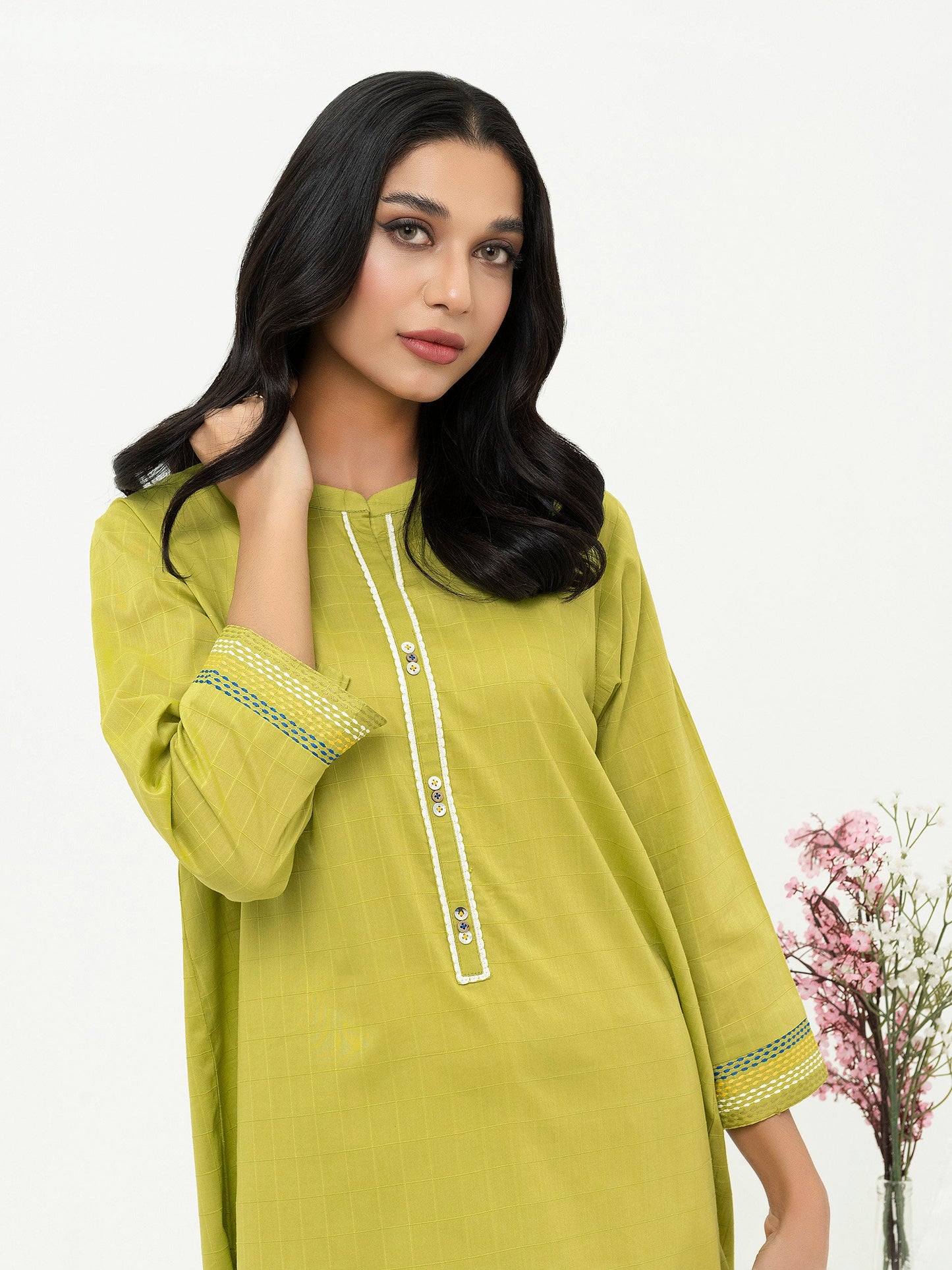 Textured Lawn Kurti- Dyed (Pret)