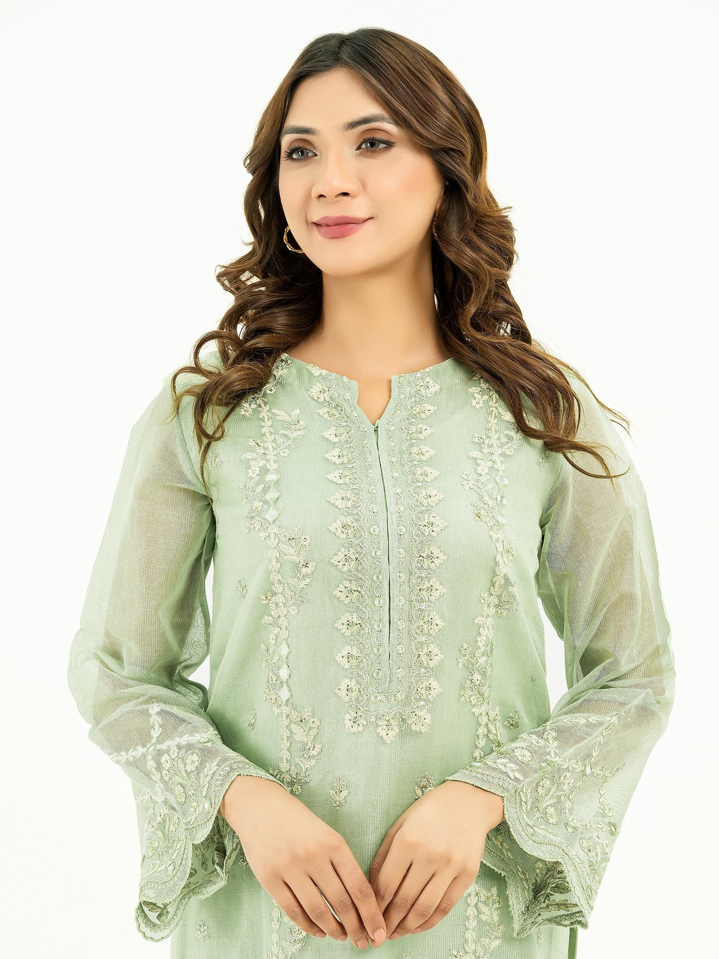 2 Piece Cotton Net Suit-Embroidered (Pret)