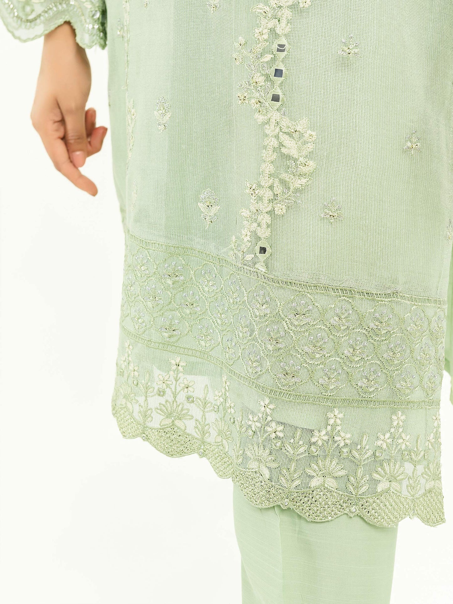 2 Piece Cotton Net Suit-Embroidered (Pret)