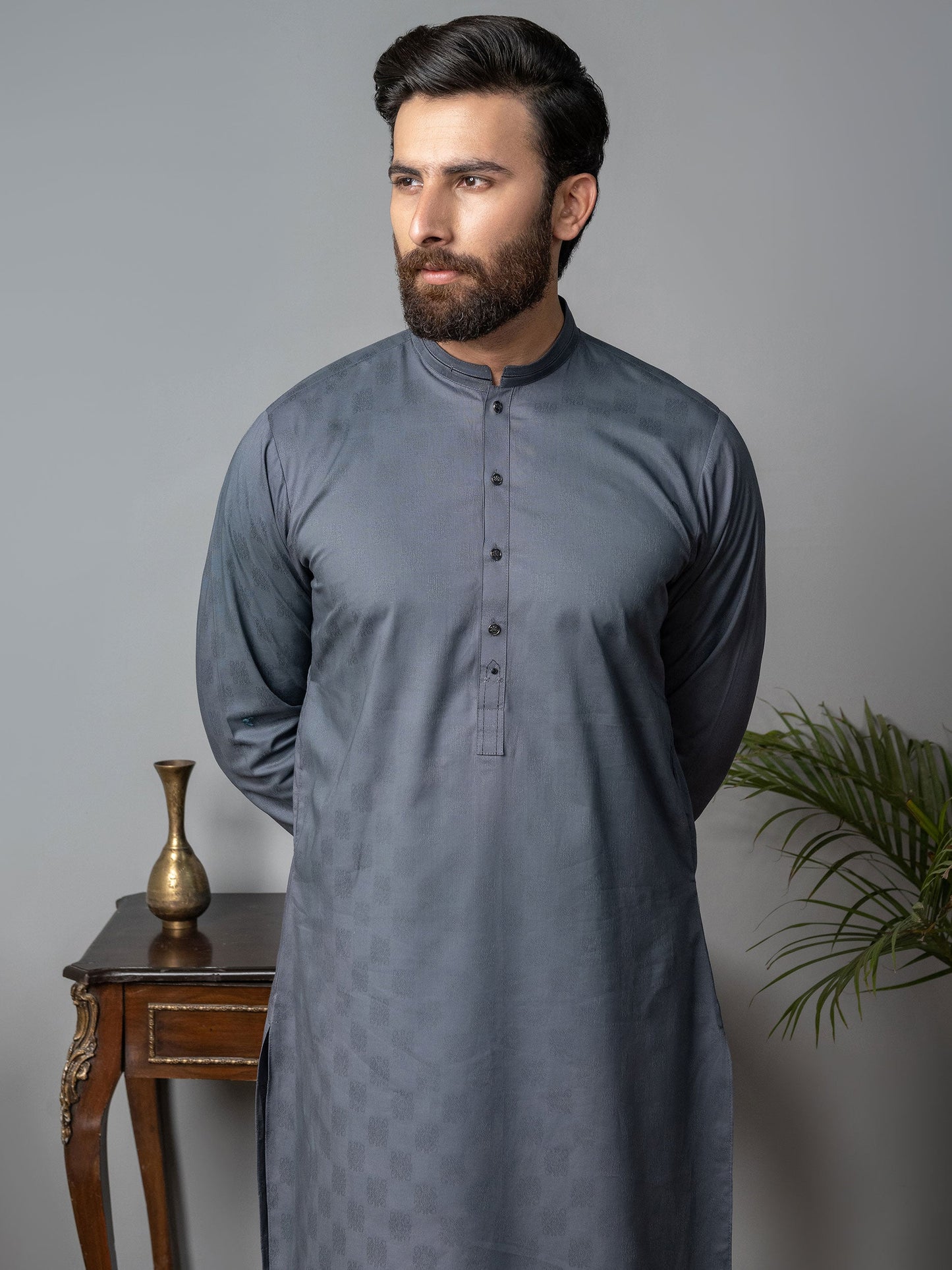 Self Jacquard Kurta