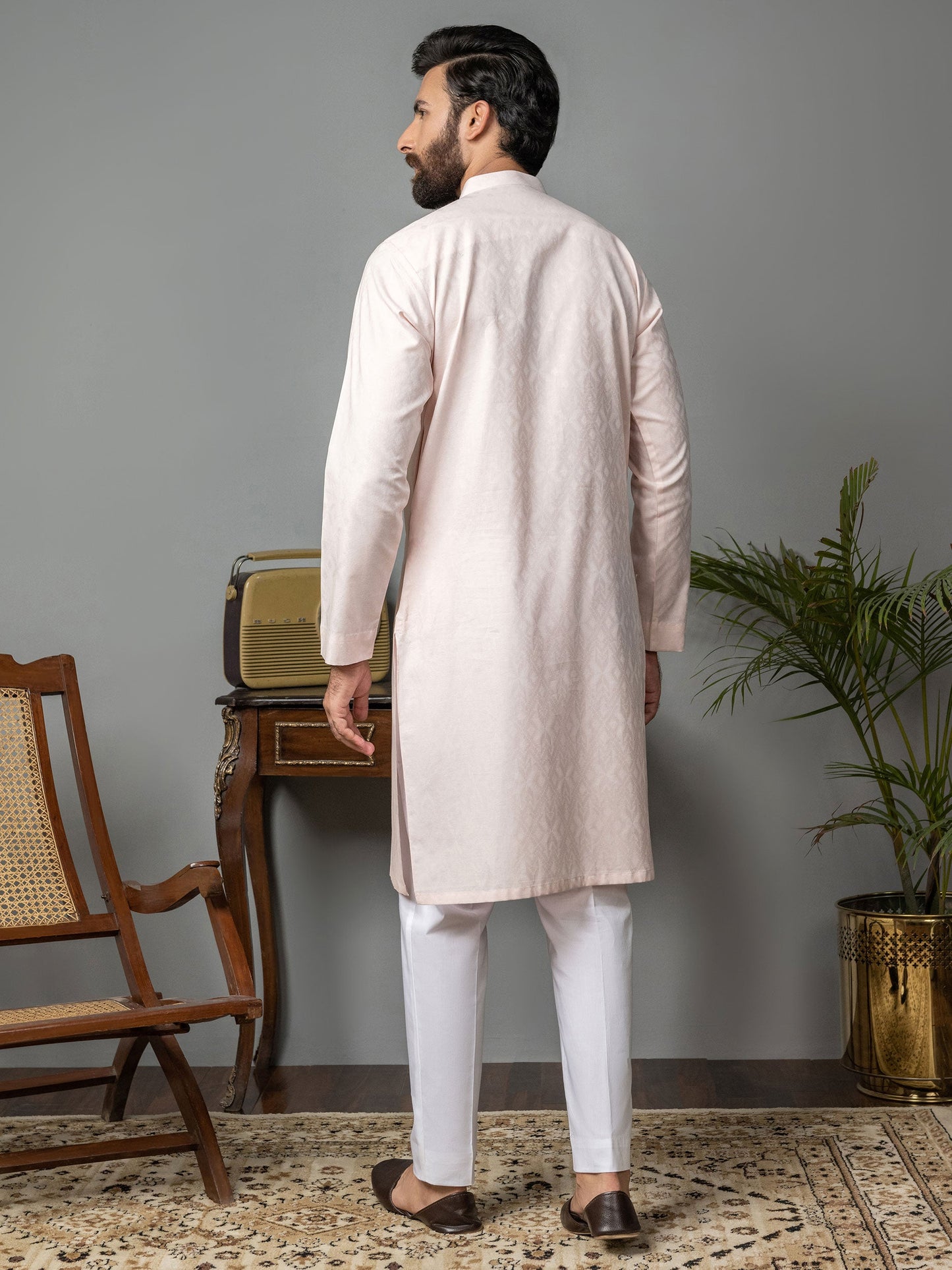 Self Jacquard Kurta