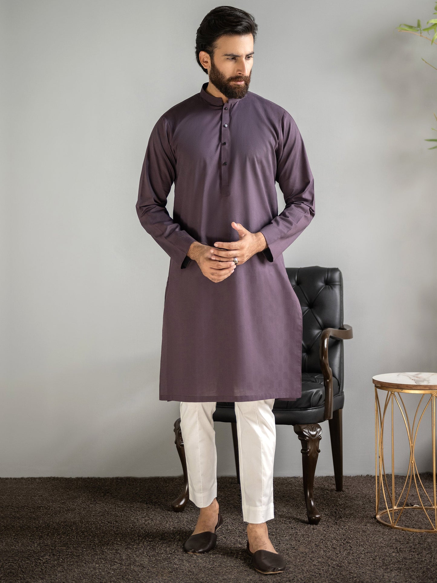 Self Jacquard Kurta