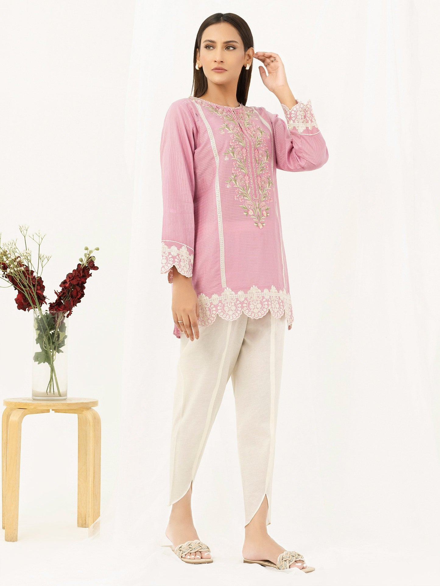 Textured Lawn Kurti -Embroidered (Pret)