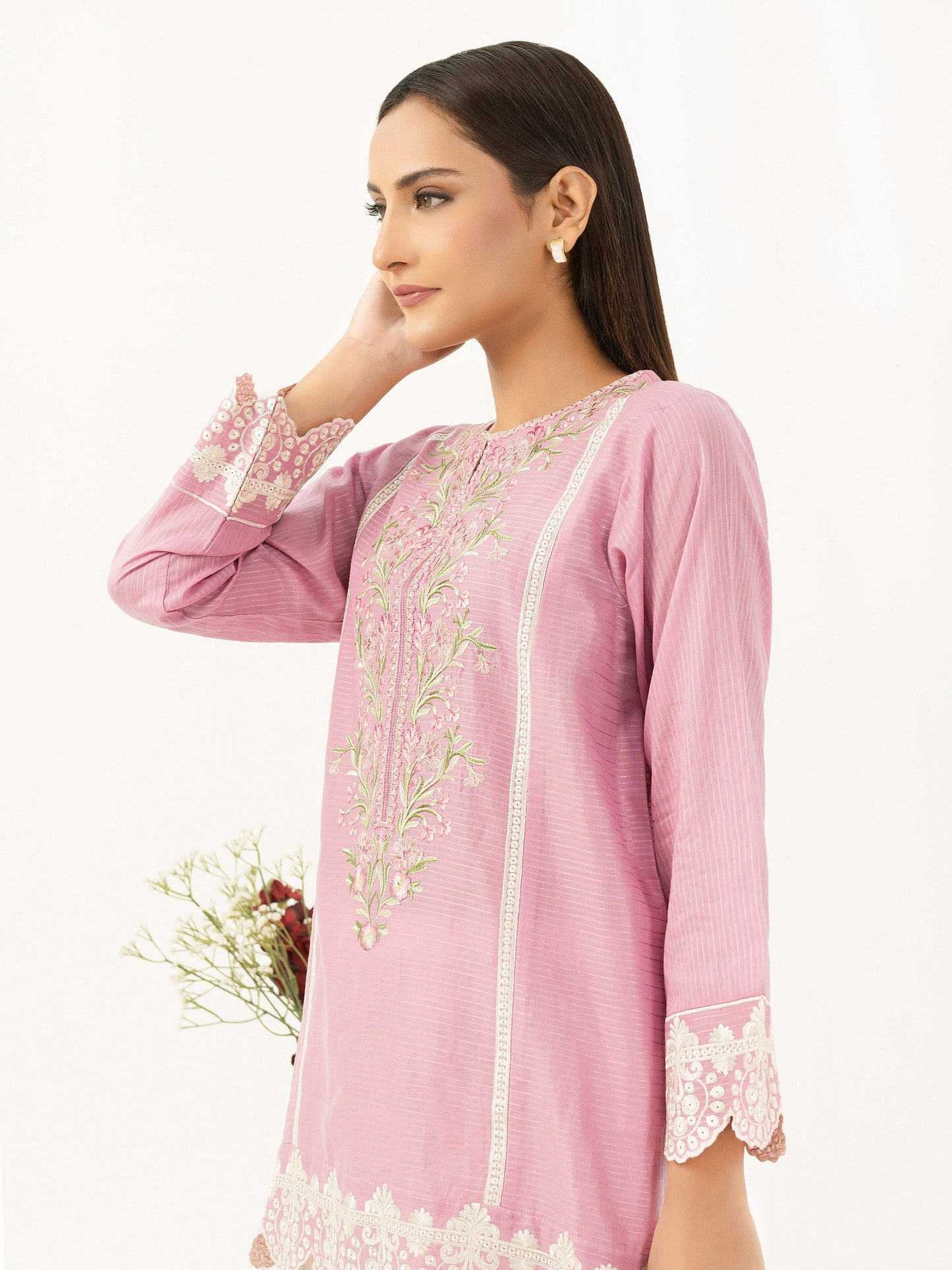 Textured Lawn Kurti -Embroidered (Pret)