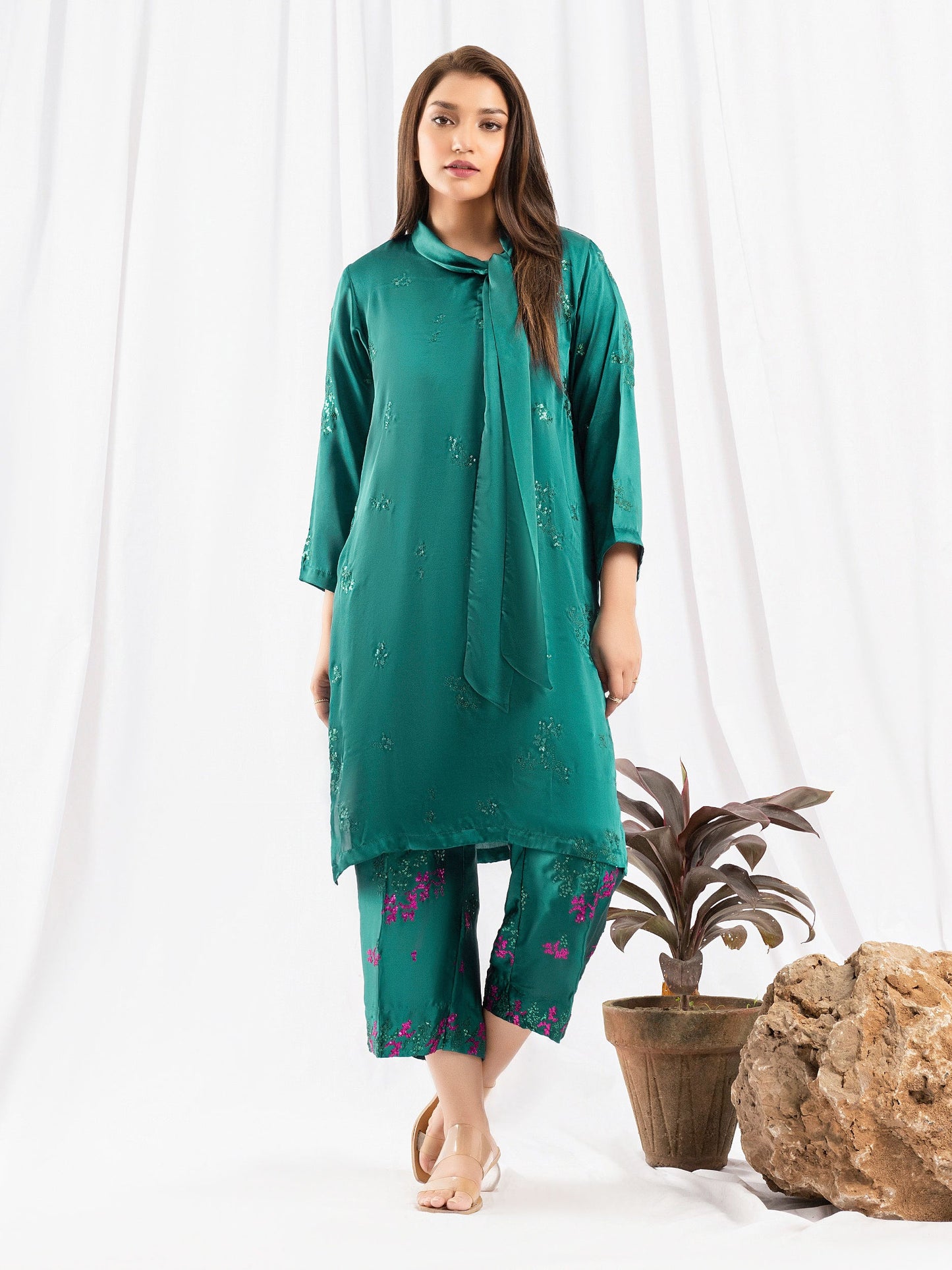 2 Piece Silk Suit-Embroidered (Pret)