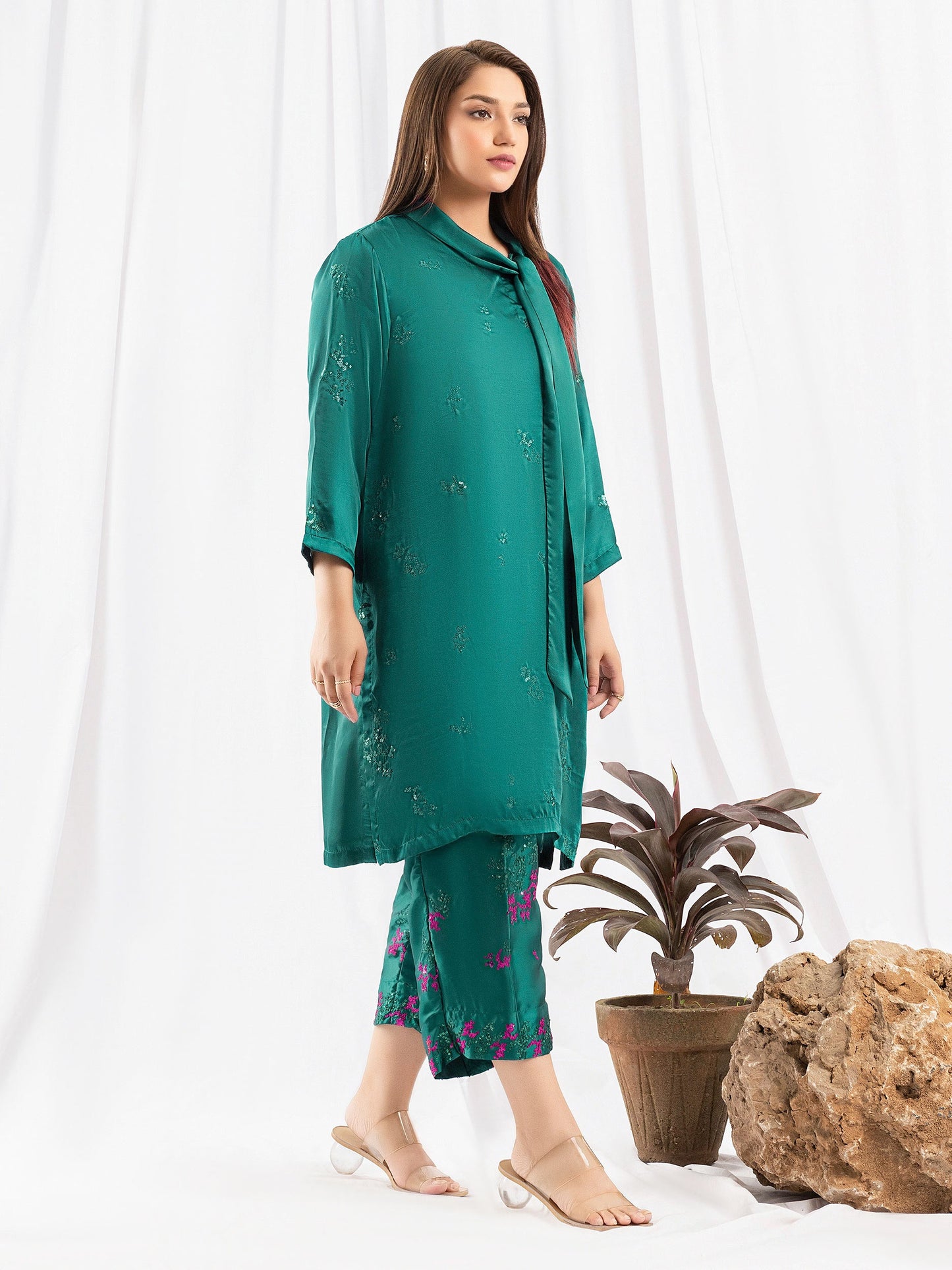 2 Piece Silk Suit-Embroidered (Pret)