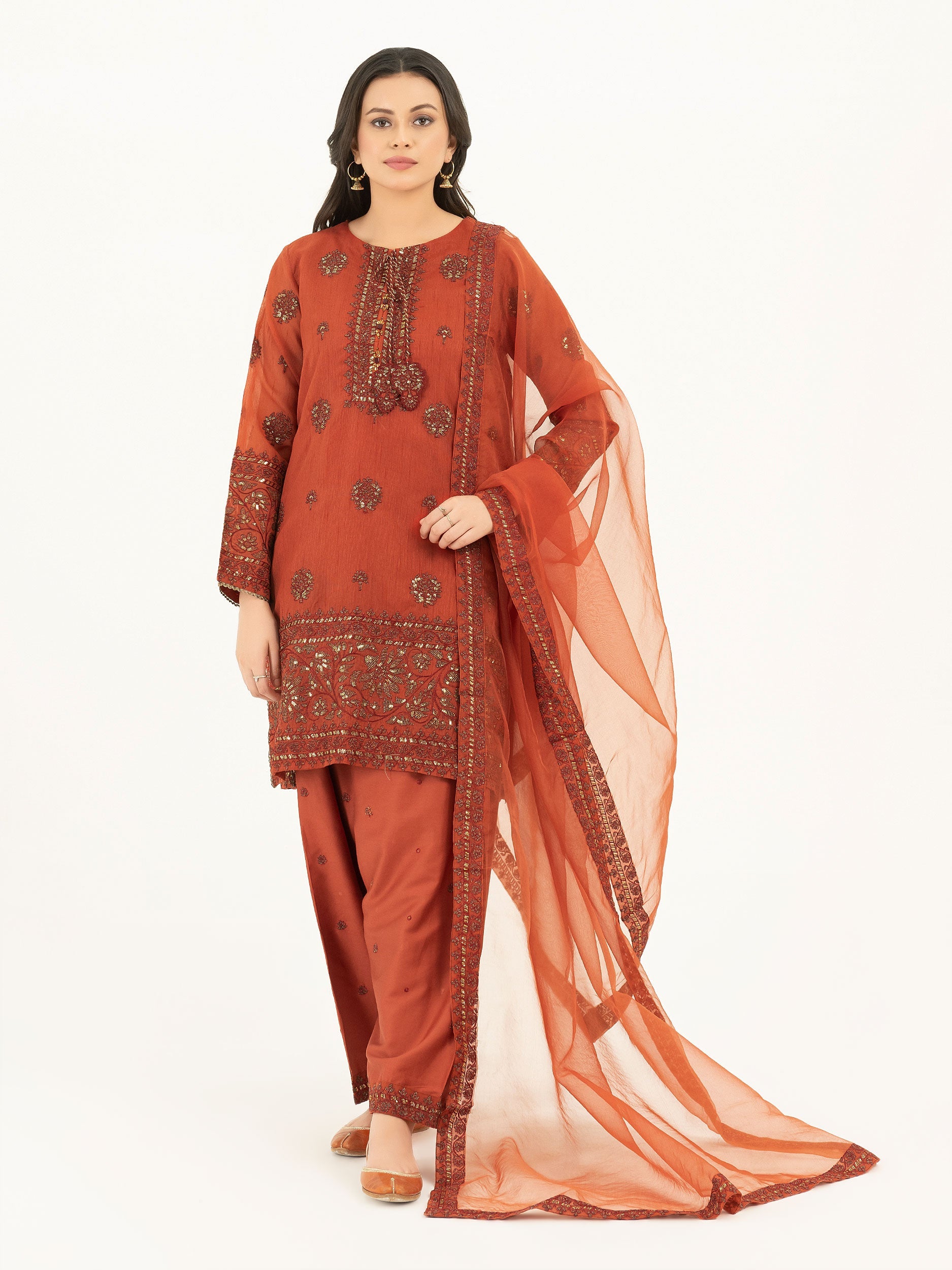 3 Piece Rajjo Net Suit-Embroidered (Pret) – Limelight.store