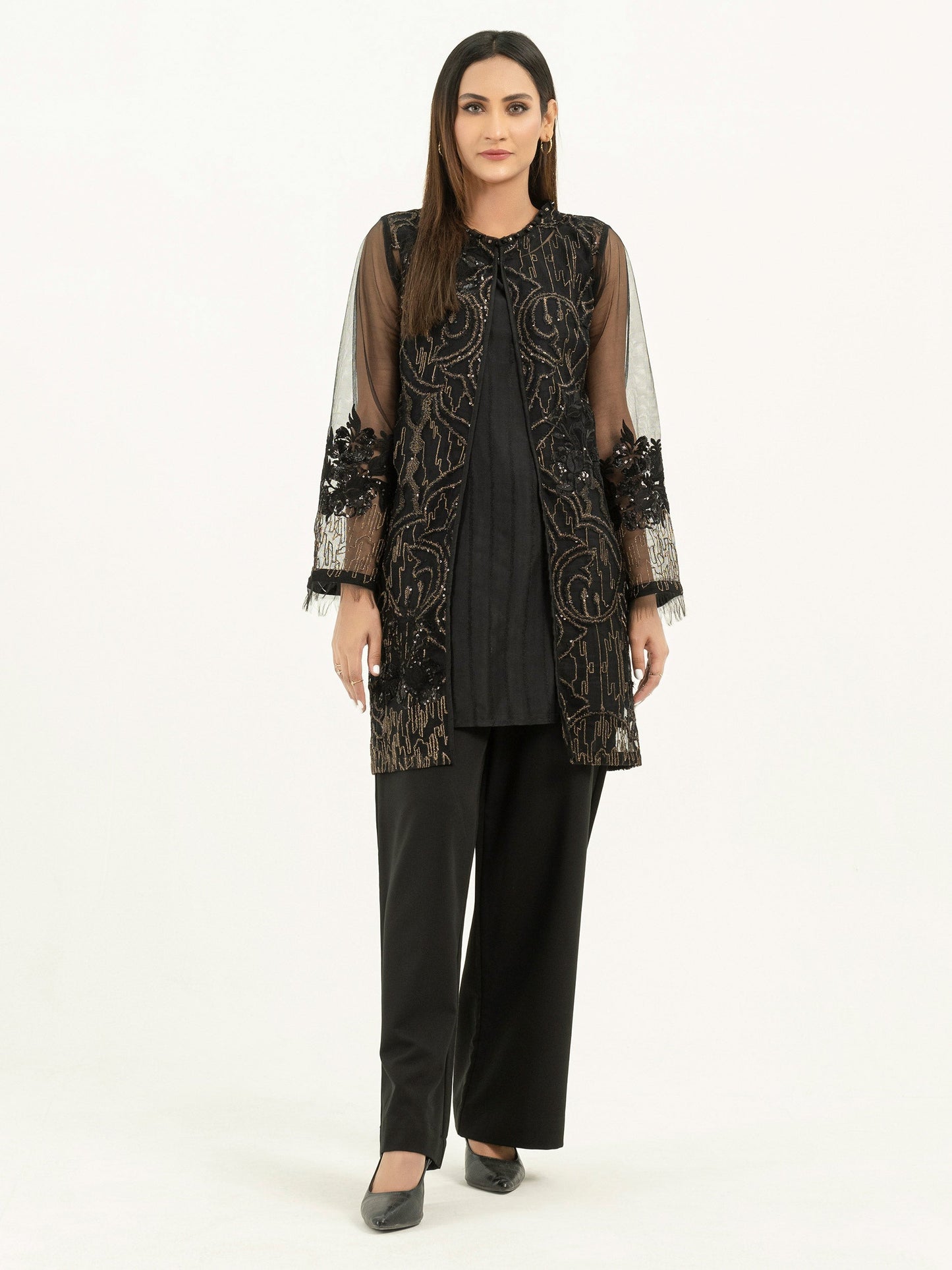 Net Cardigan-Embroidered (Pret)