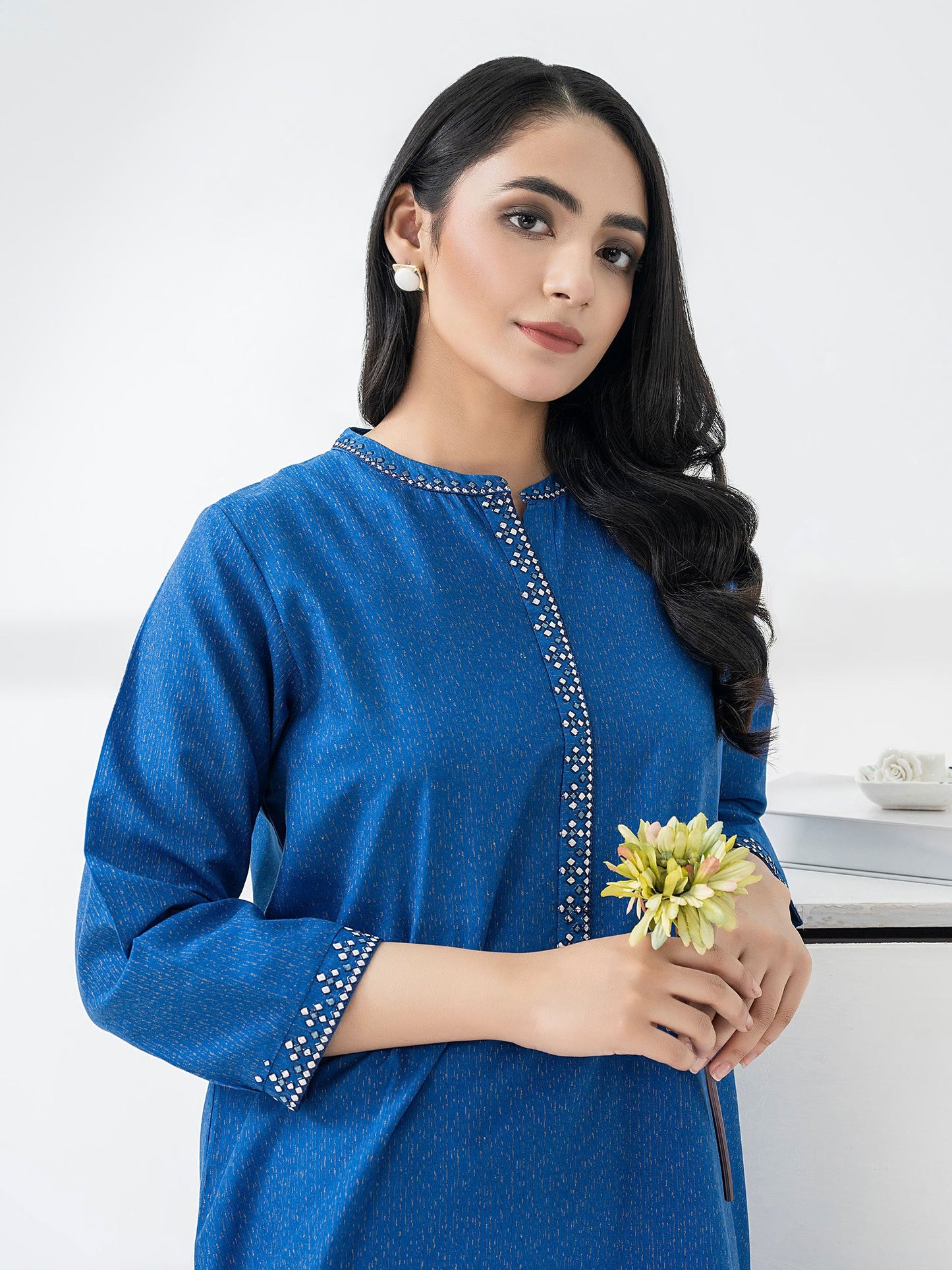 2 Piece Yarn Dyed Suit-Embroidered (Pret)