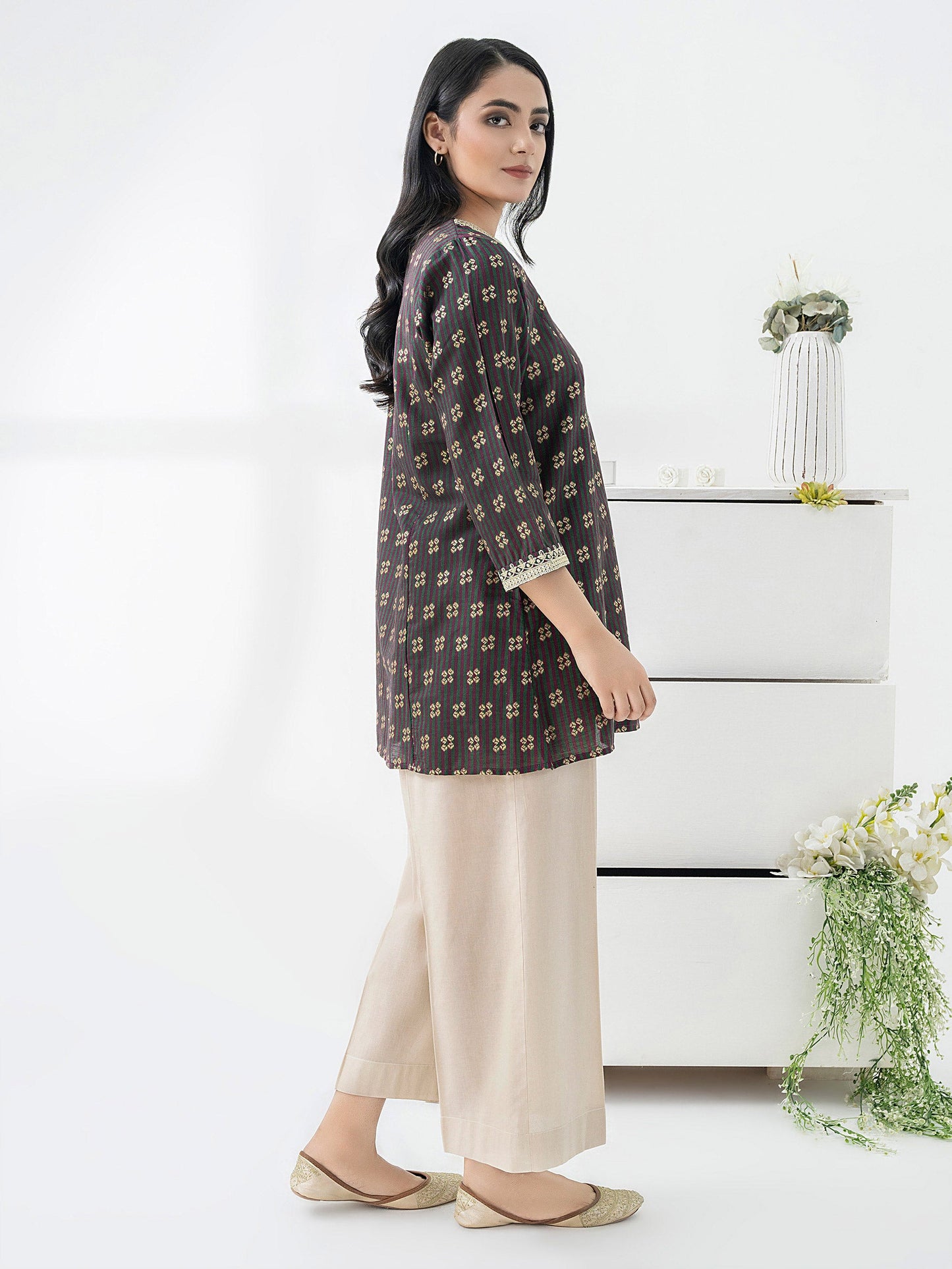 Jacquard Kurti-Embroidered (Pret)