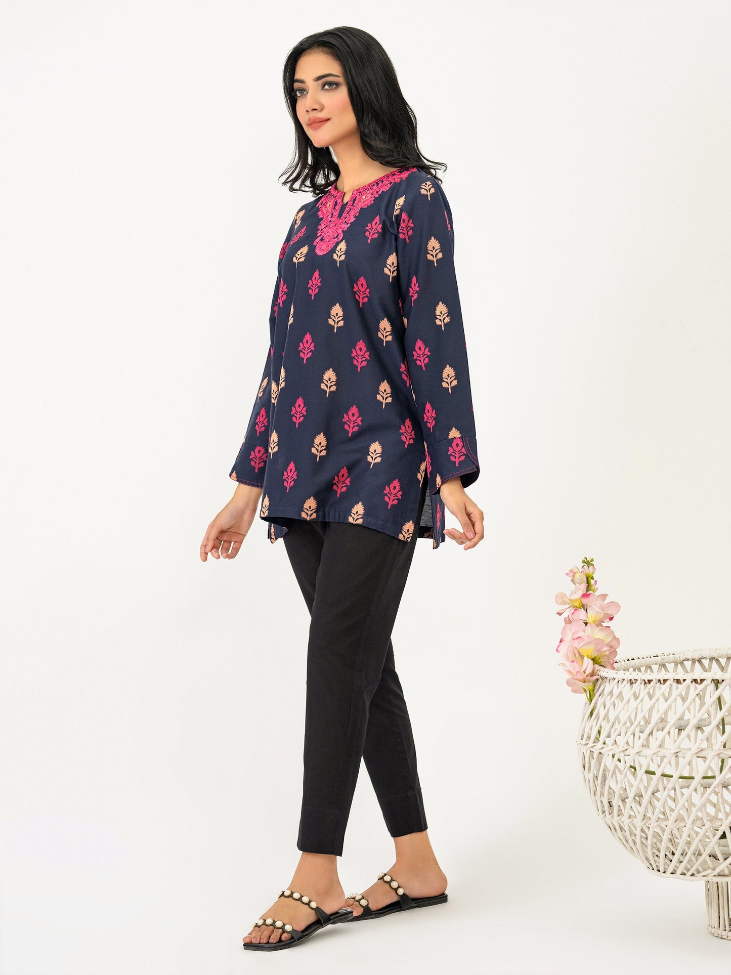 Jacquard Kurti-Embroidered (Pret)