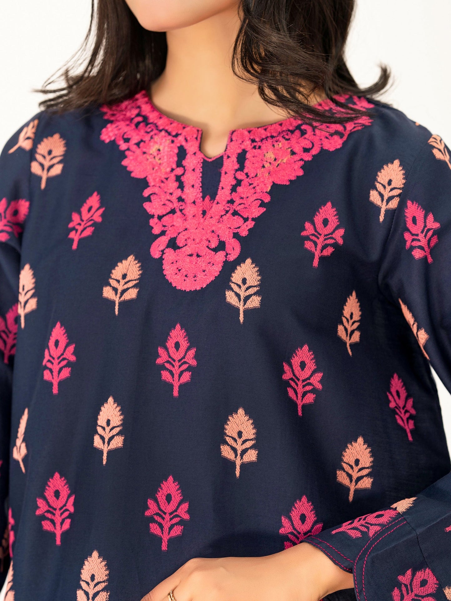 Jacquard Kurti-Embroidered (Pret)