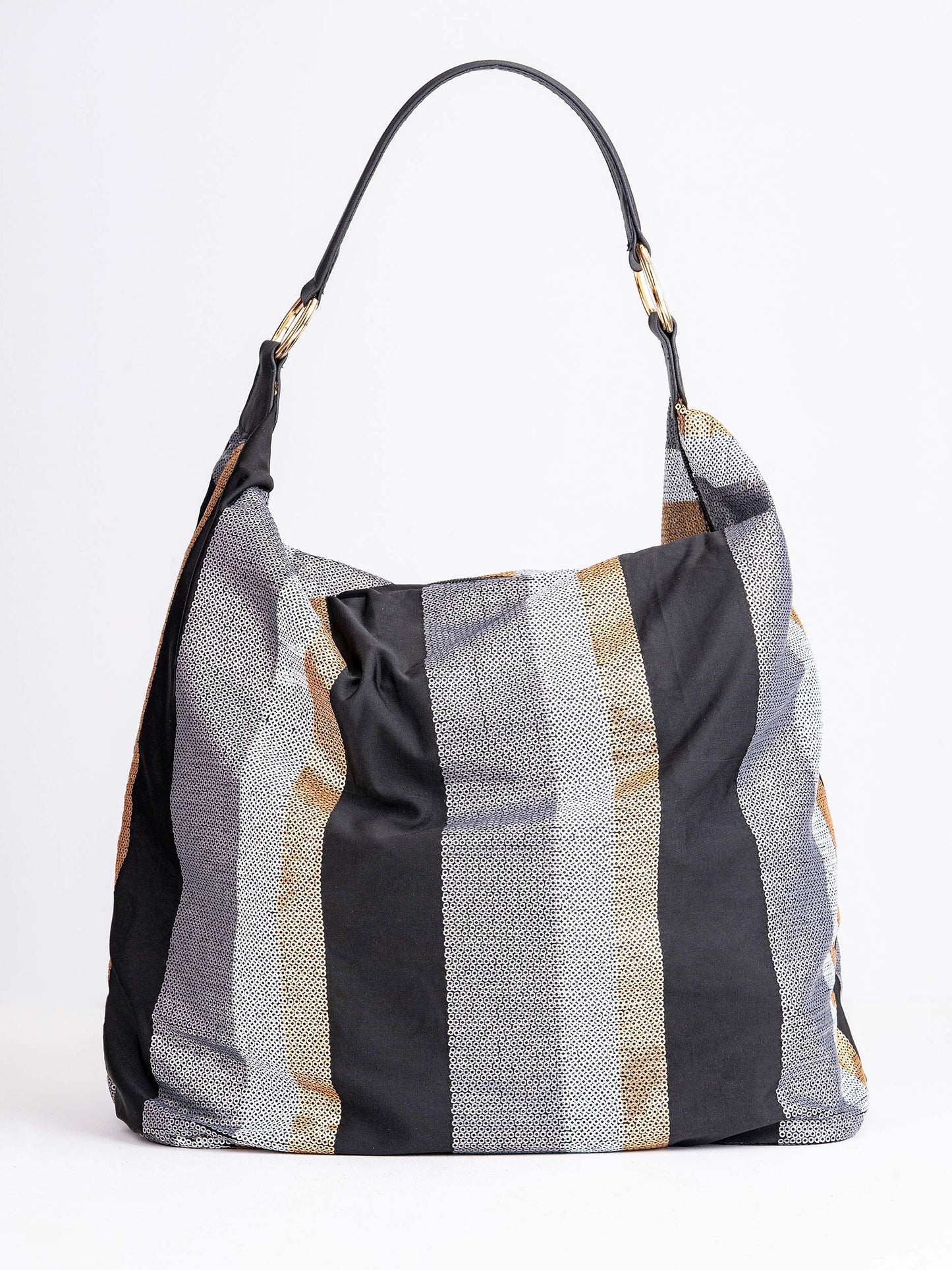 Printed Sequins Embellished Tote Bag