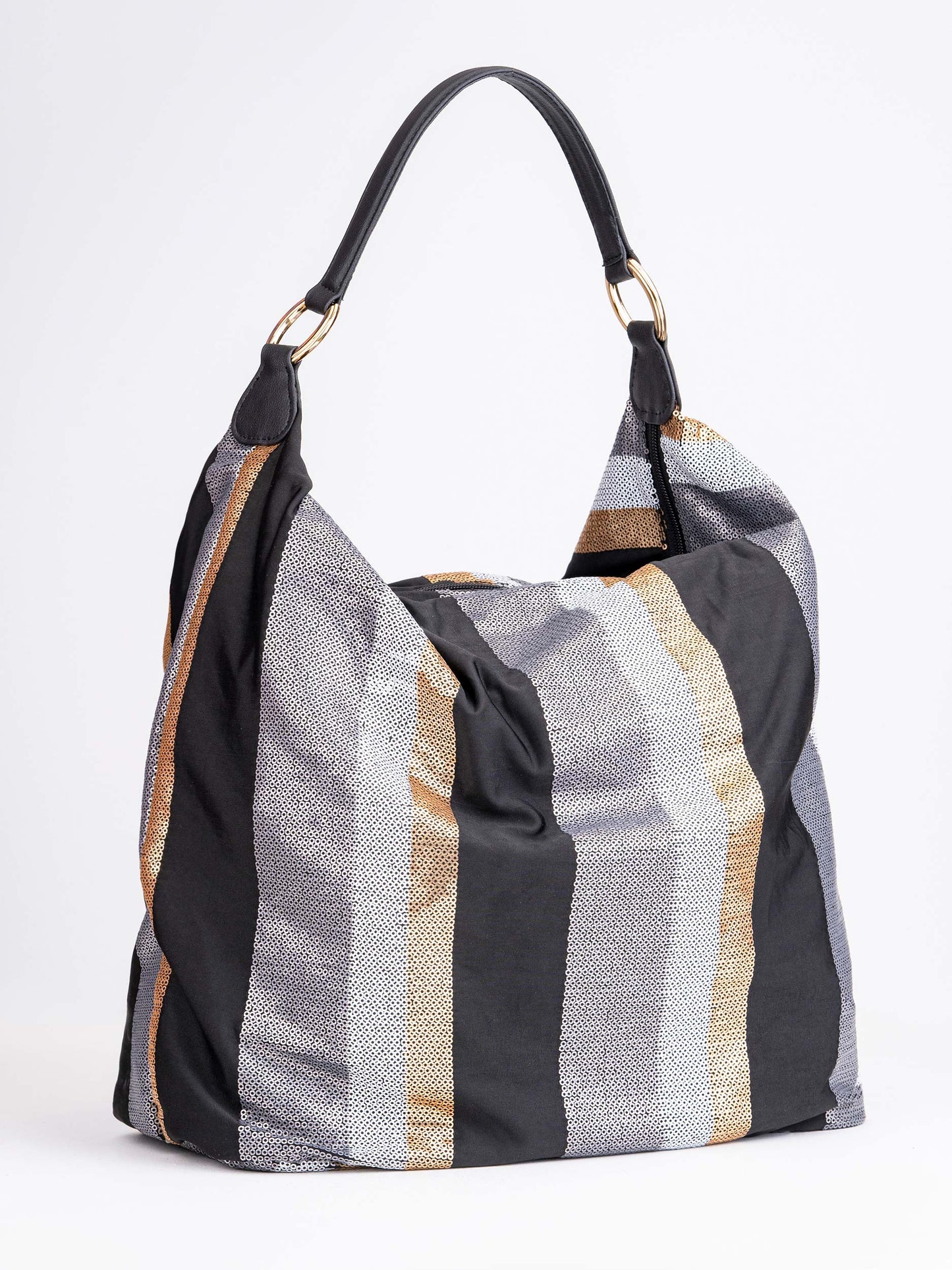 Printed Sequins Embellished Tote Bag