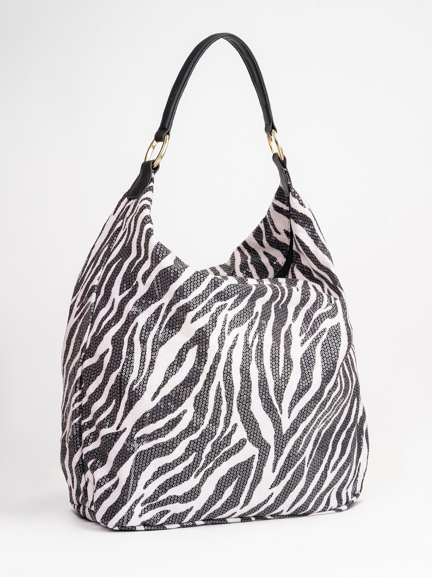 Printed Sequins Embellished Tote Bag