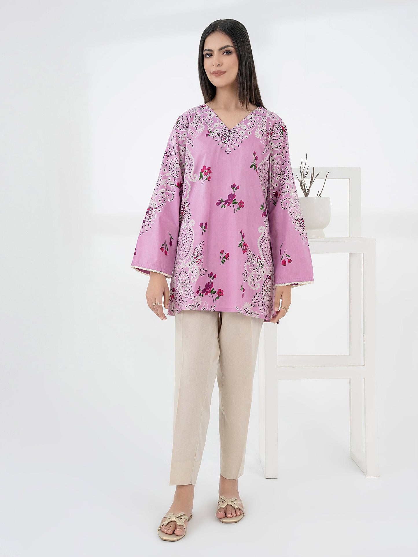 Cambric Kurti-Paste Print (Pret)