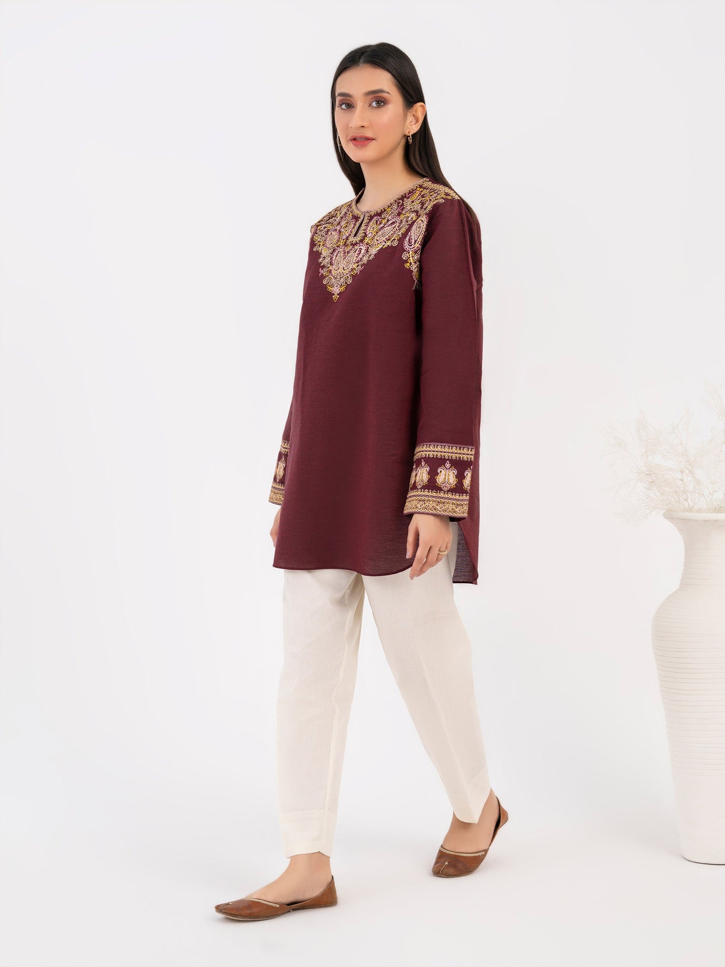 Yarn Dyed Kurti-Embroidered (Pret)