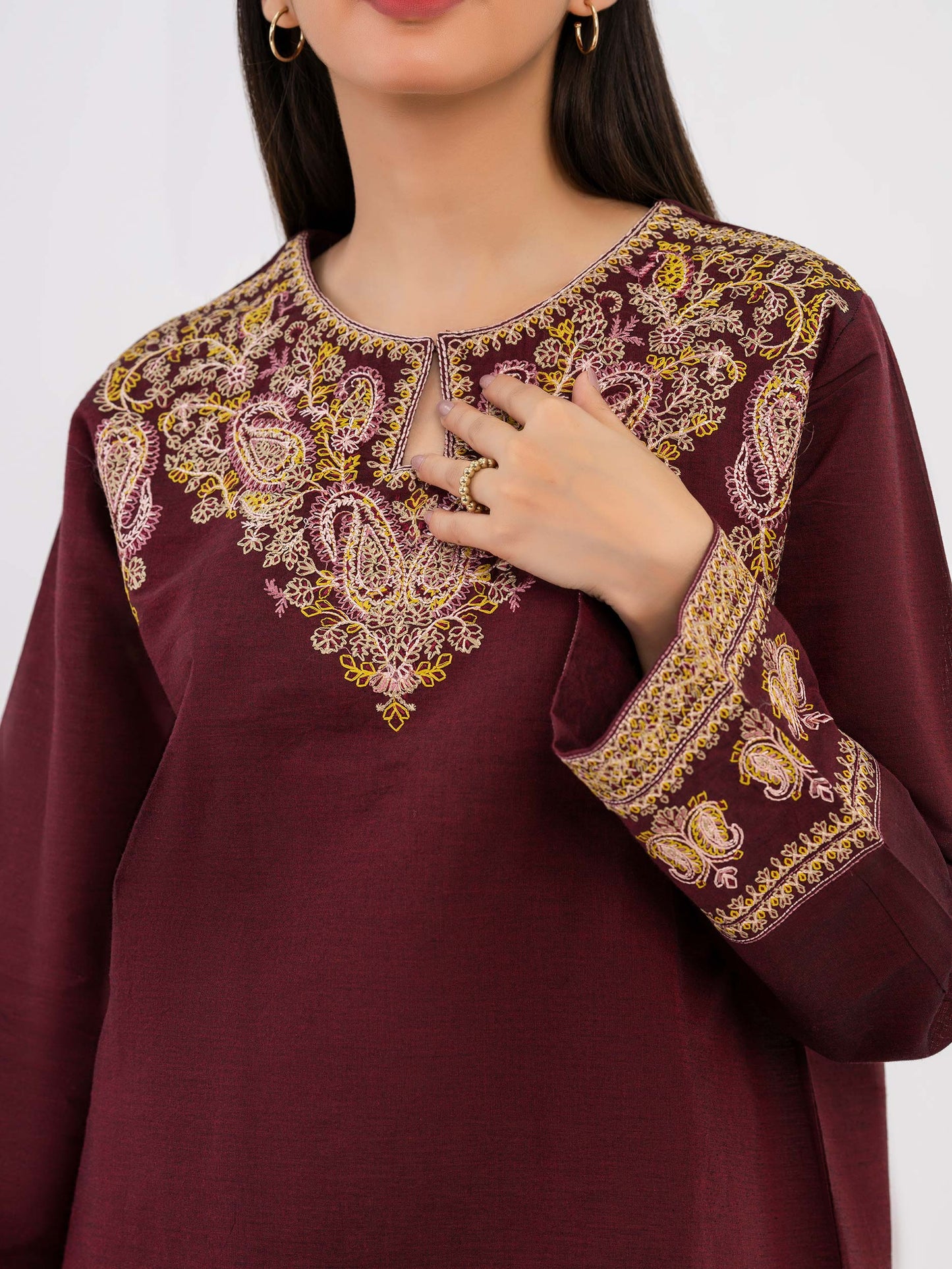 Yarn Dyed Kurti-Embroidered (Pret)