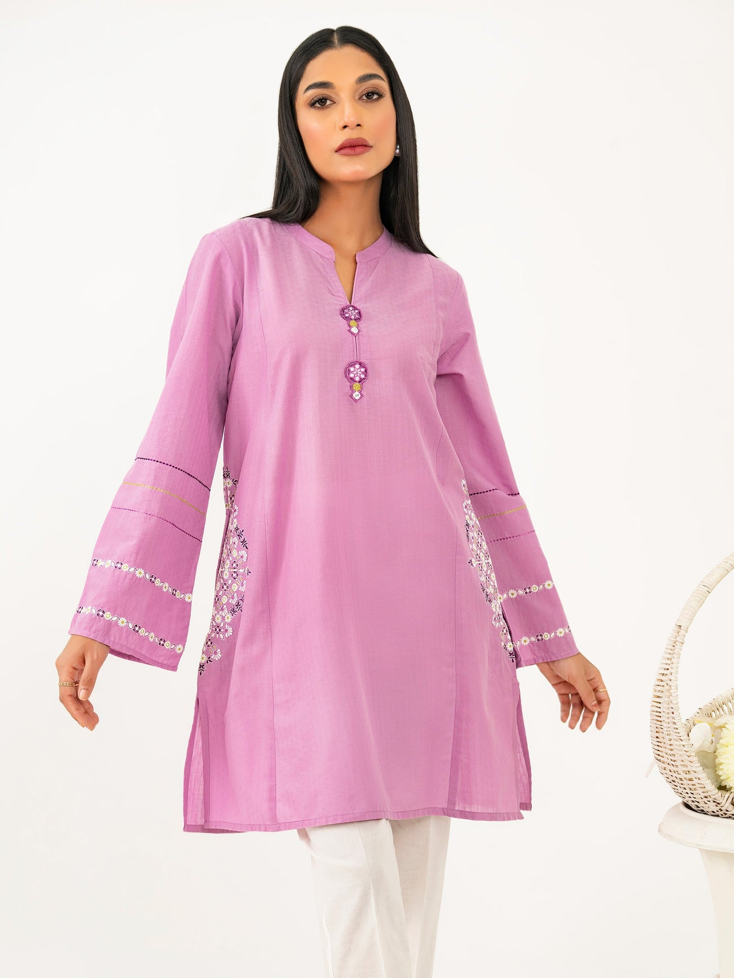 Dobby Kurti-Embroidered (Pret)