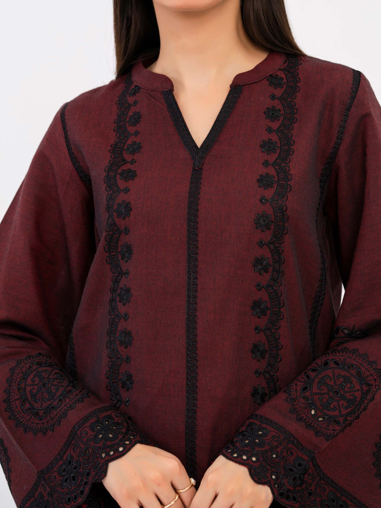 Yarn Dyed Kurti-Embroidered(Pret)