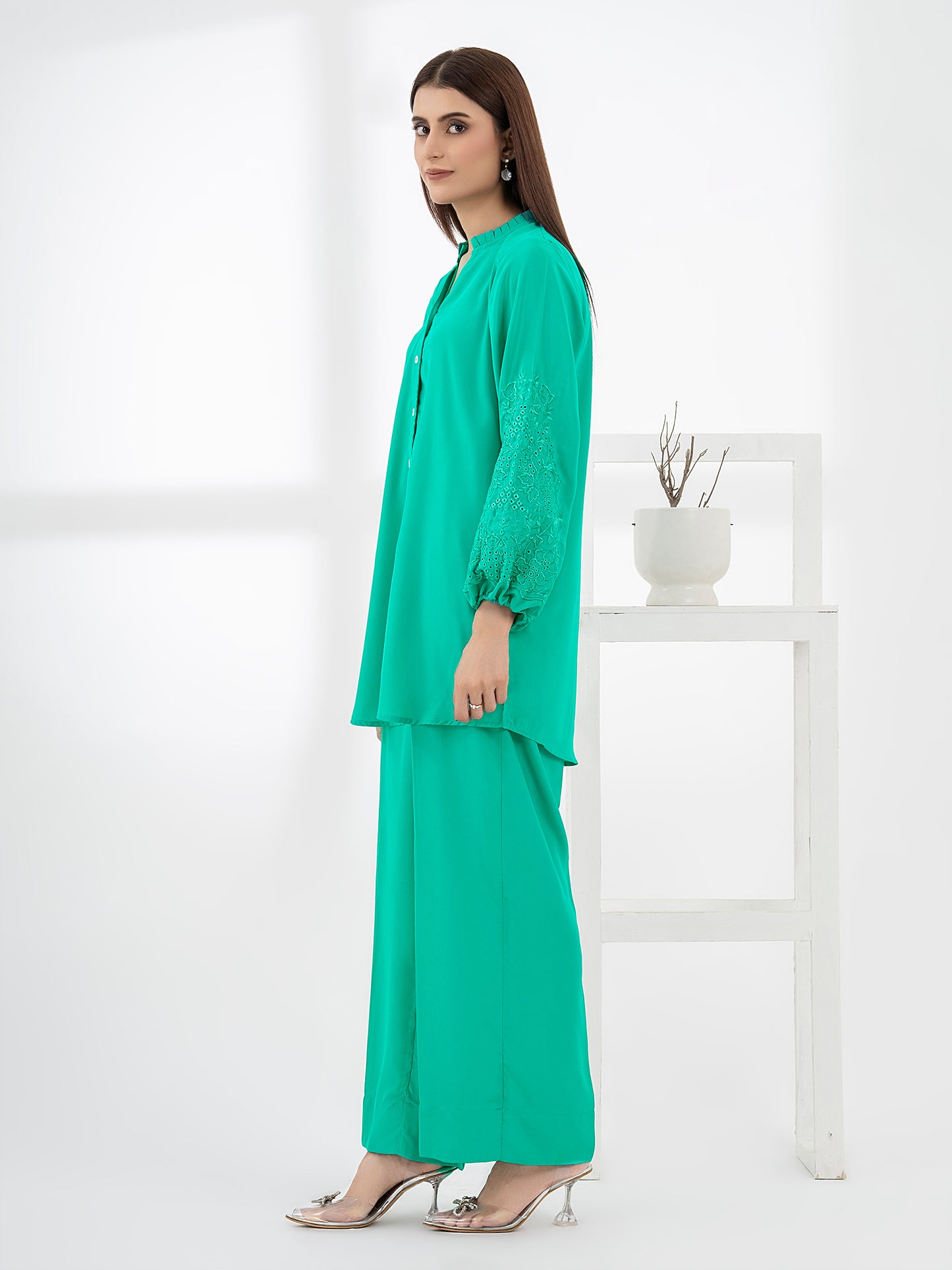Raw Silk Co-Ord Set-Embroidered (Pret)