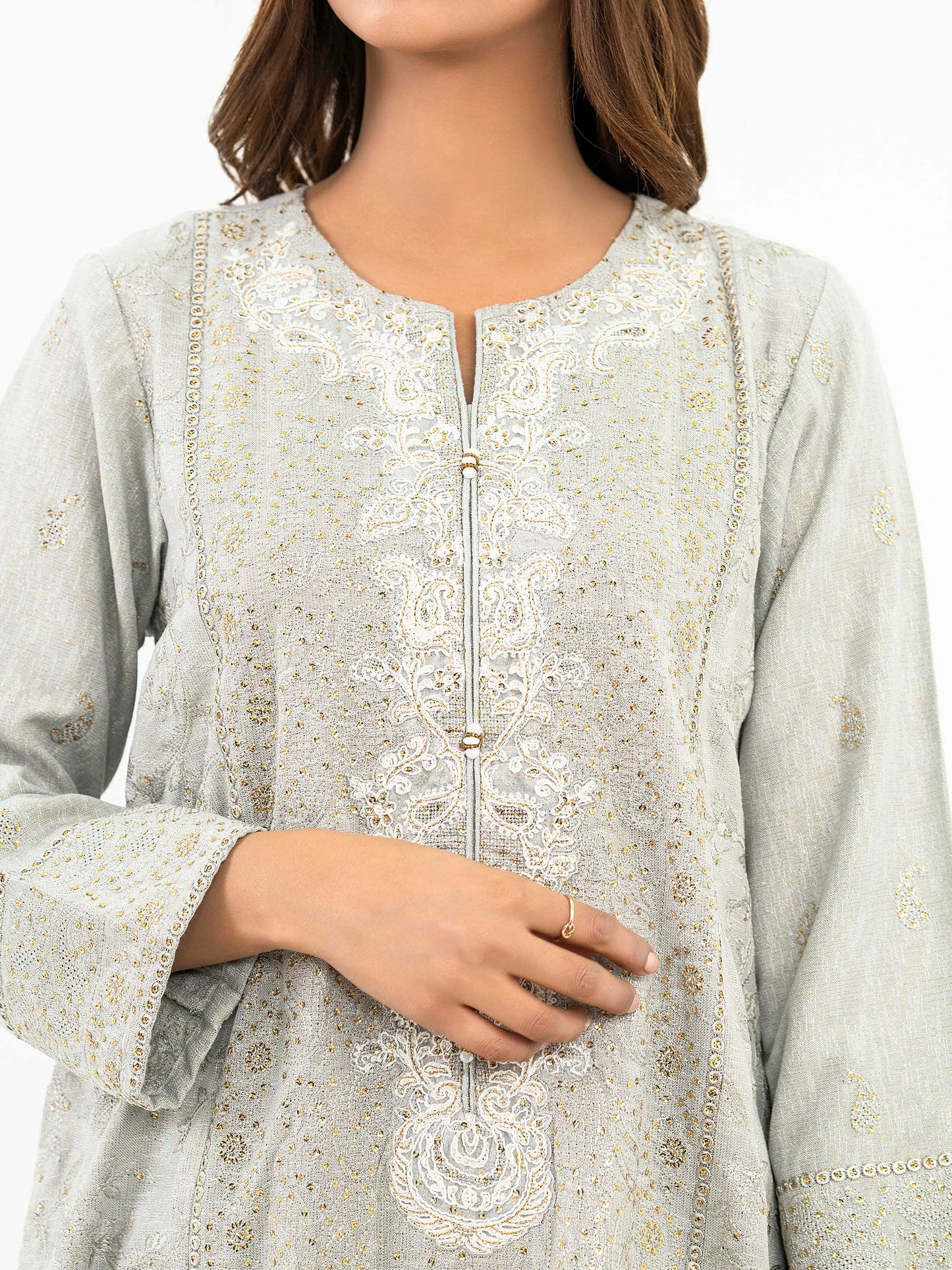 3 Piece Karandi Suit-Embroidered (Pret)