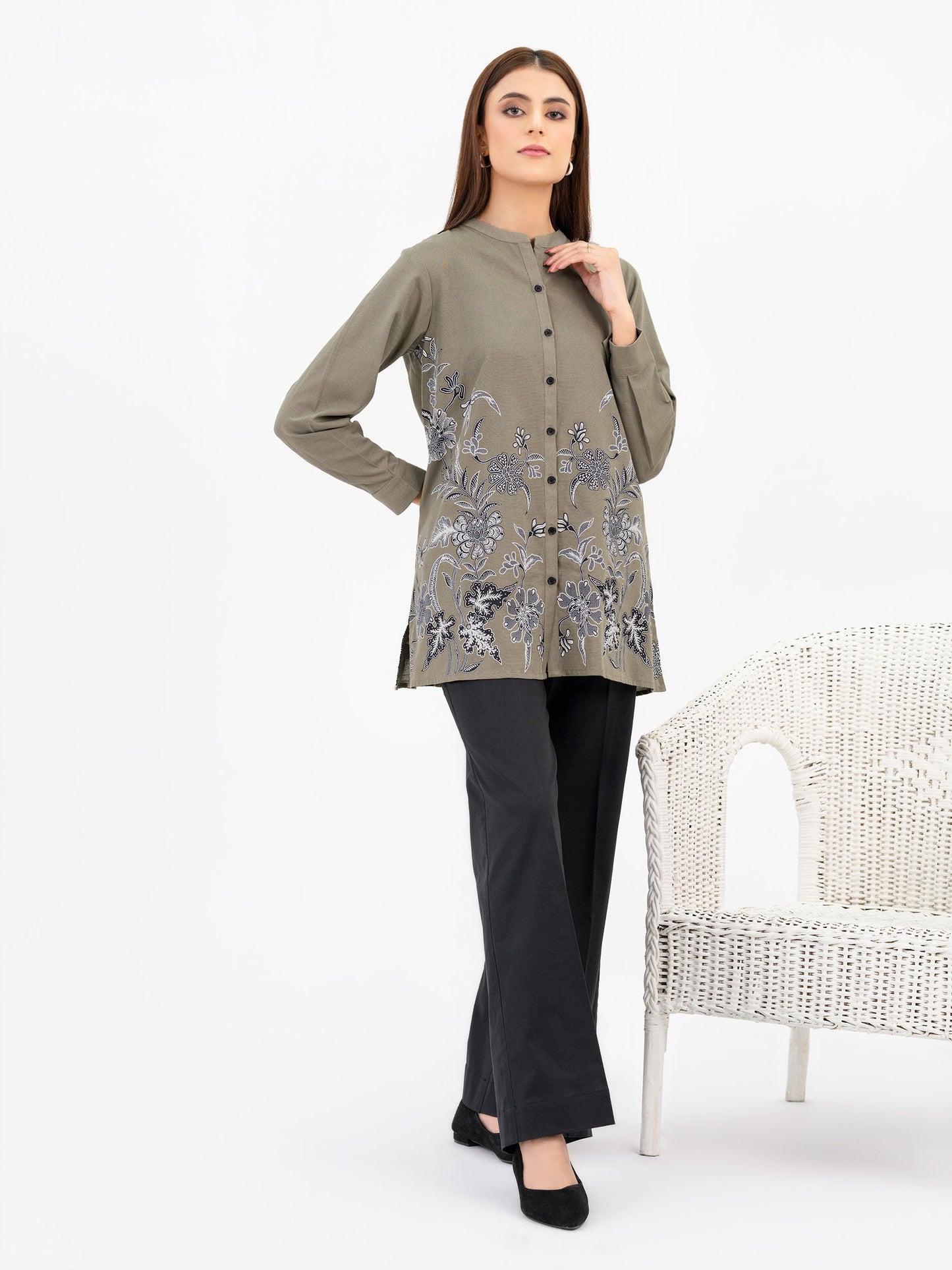 Khaddar Kurti-Paste Print (Pret)