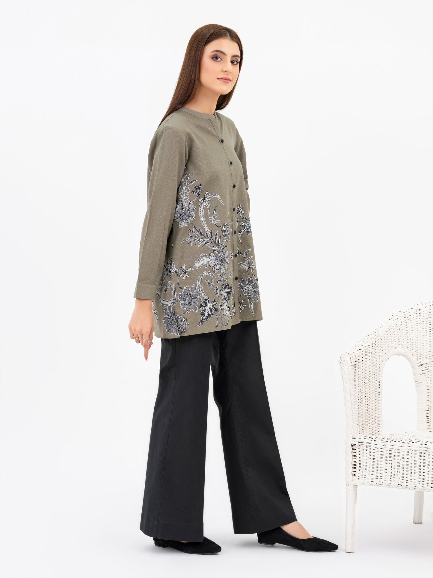 Khaddar Kurti-Paste Print (Pret)