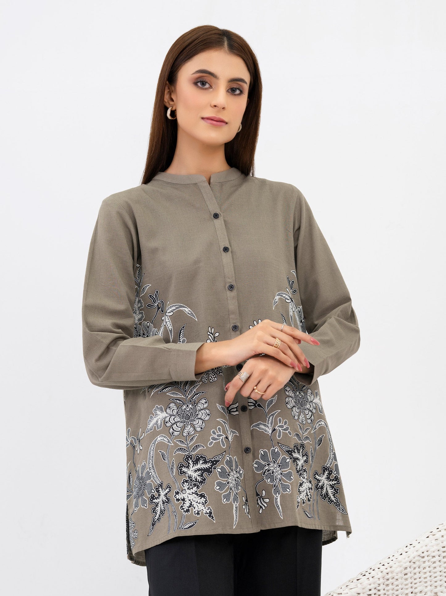 Khaddar Kurti-Paste Print (Pret)