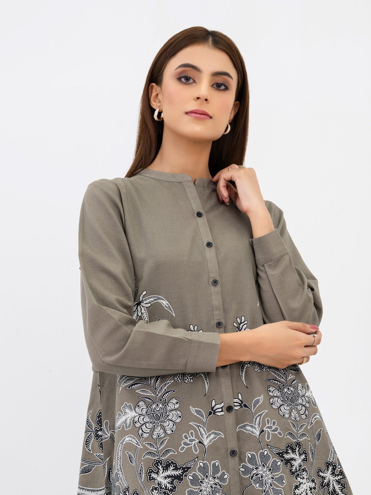 Khaddar Kurti-Paste Print (Pret)