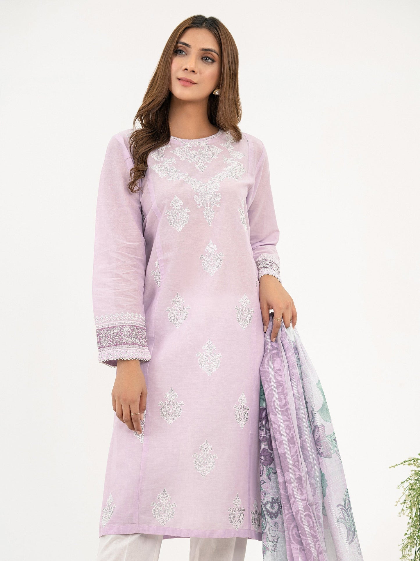 2 Piece Yarn Dyed Suit-Embroidered (Pret)