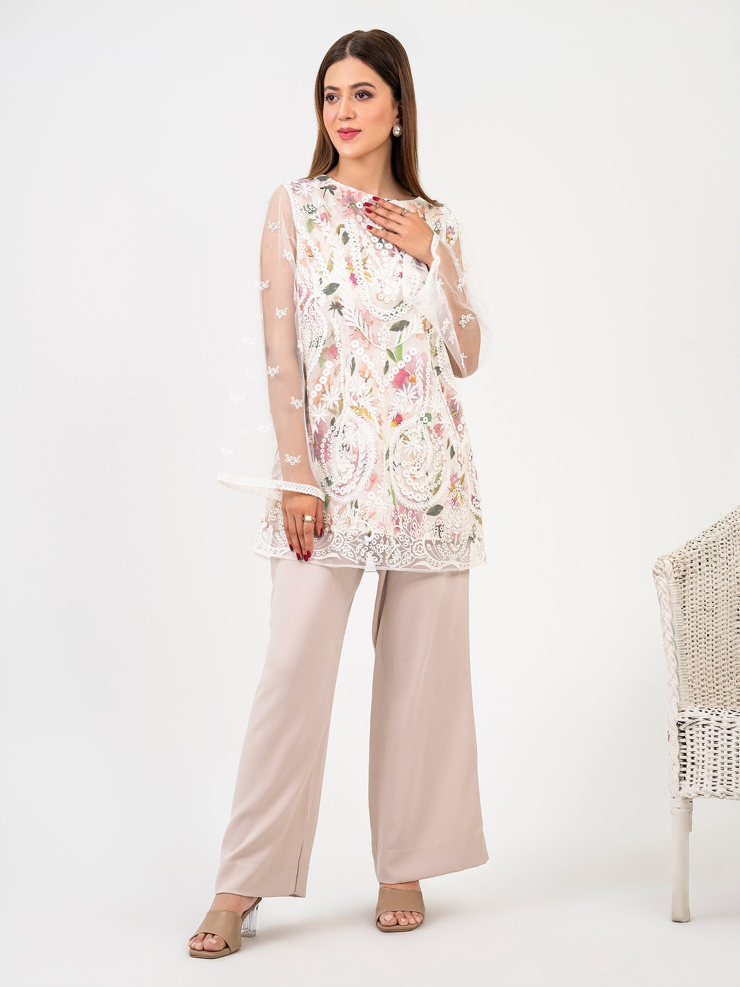 Net Kurti-Embroidered(Pret)