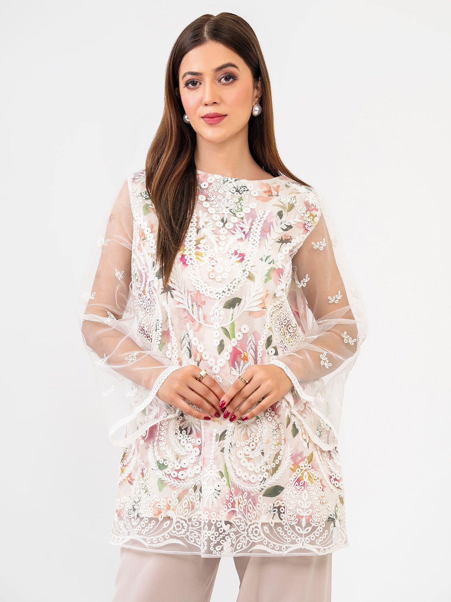 Net Kurti-Embroidered(Pret)