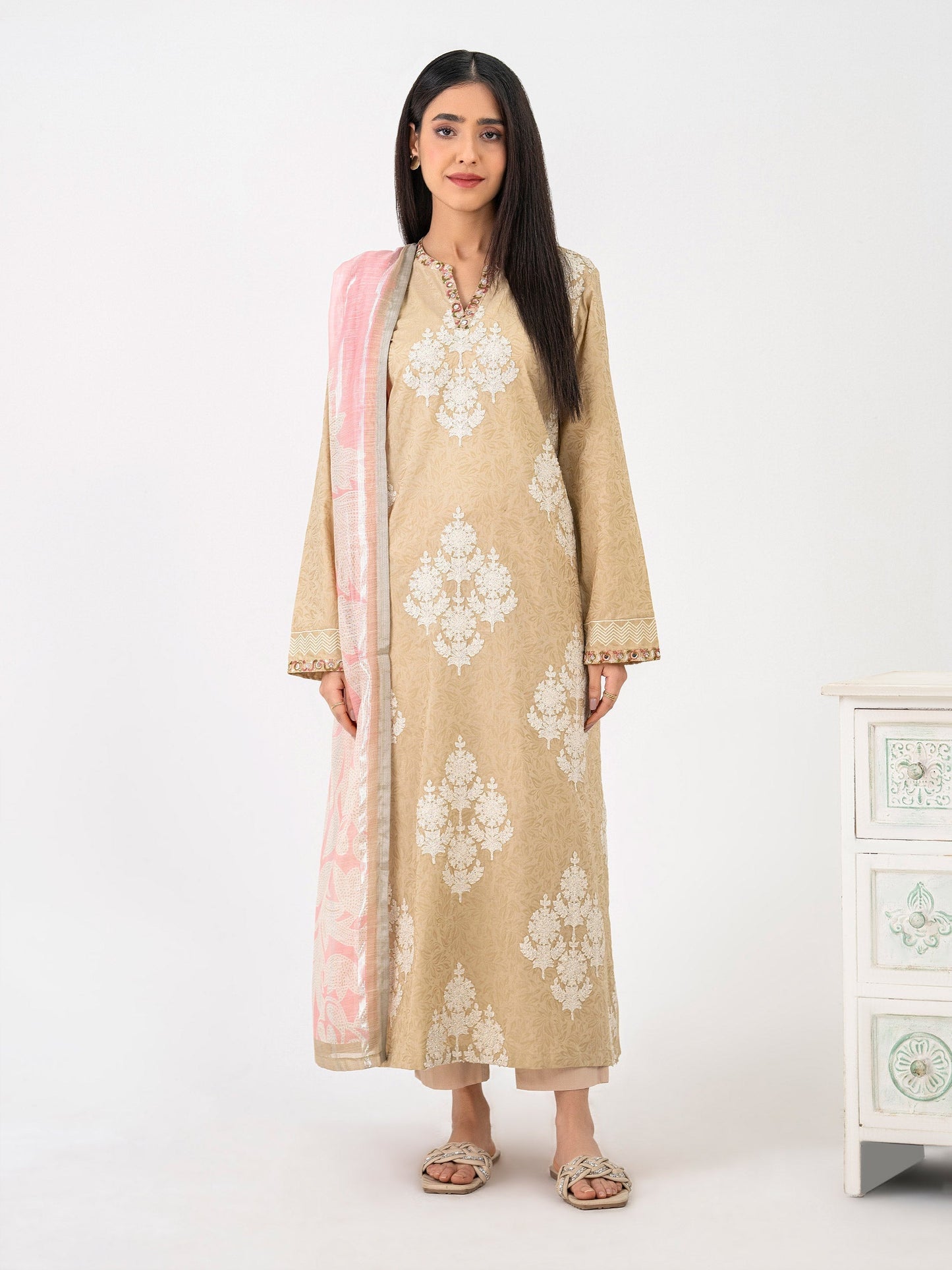 2 Piece Jacquard Suit-Embroidered (Pret)