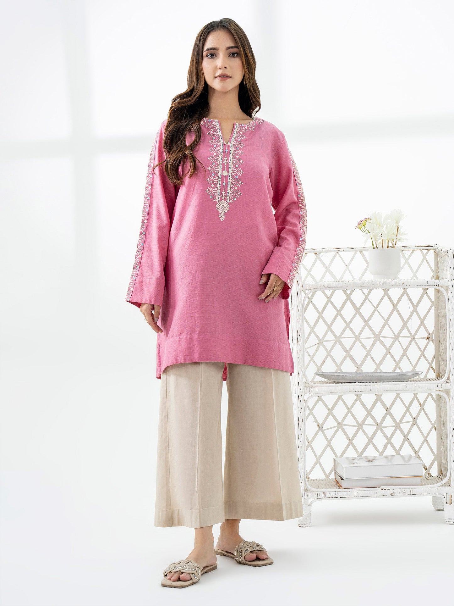 Jacquard Kurti-Embroidered (Pret)