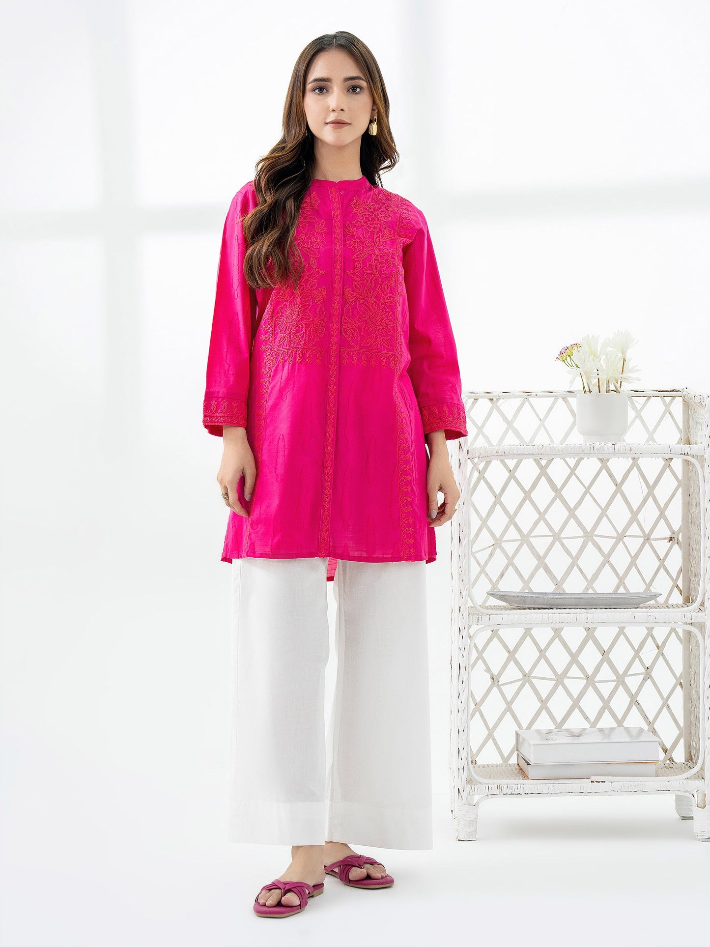 Jacquard Kurti-Embroidered (Pret)