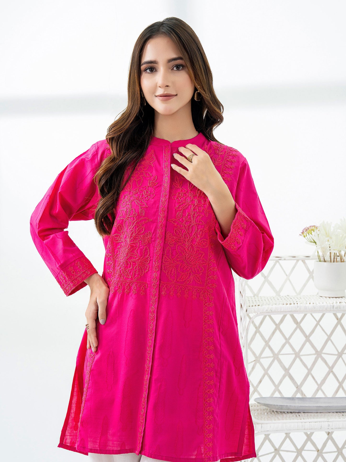 Jacquard Kurti-Embroidered (Pret)